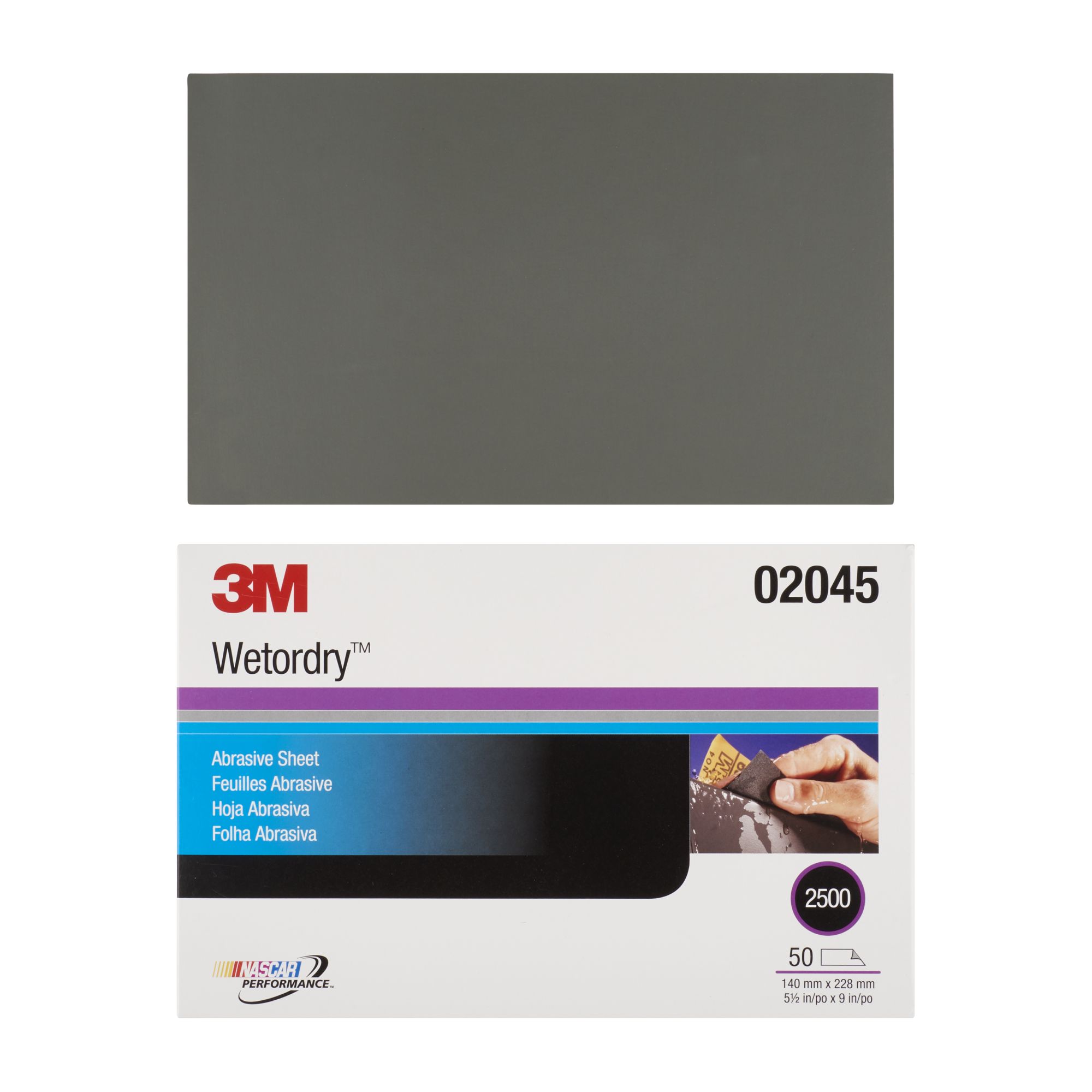3M™ Wetordry™ Hoja abrasiva 401Q, 138 mm x 230 mm, P2500, 02045