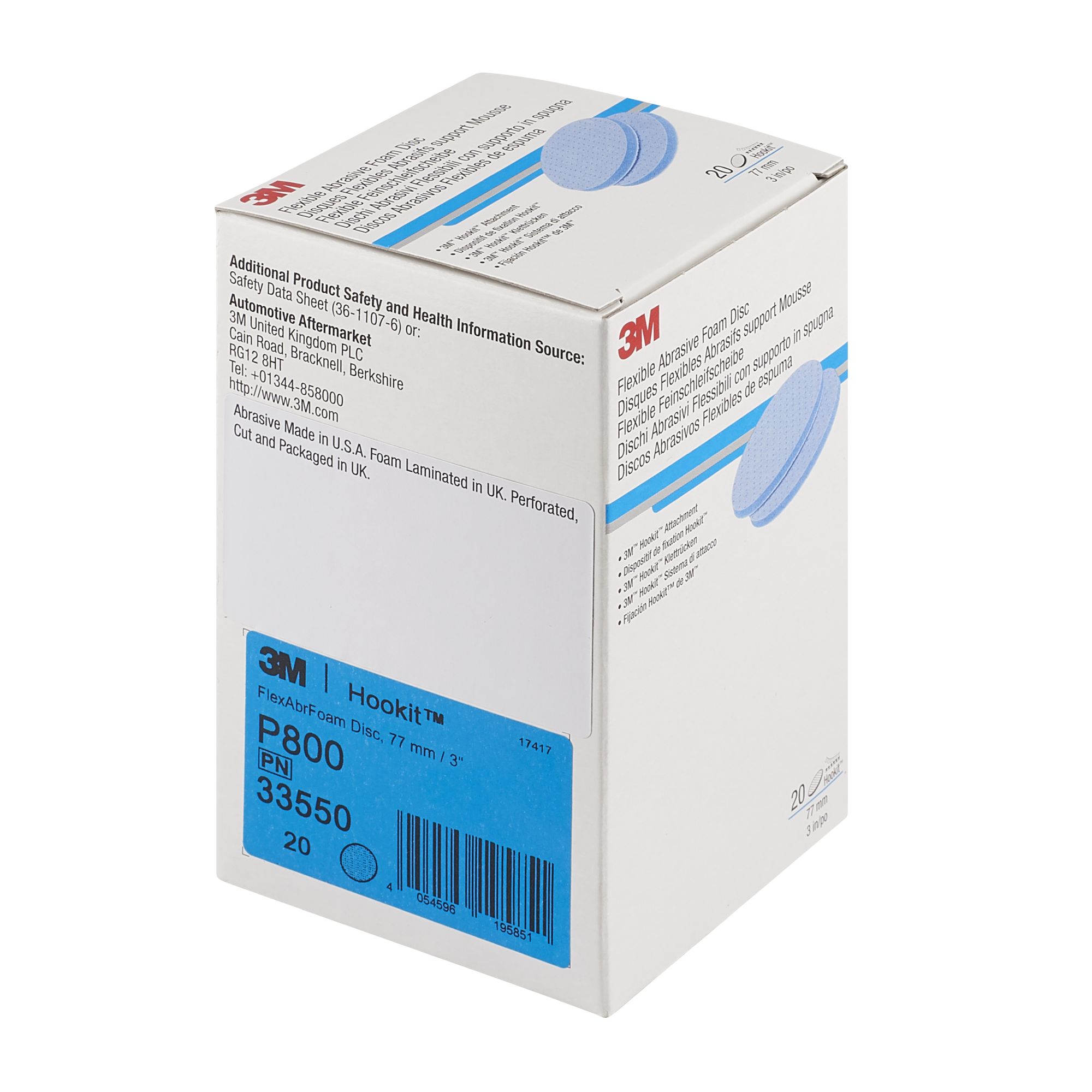 3M™ Hookit™ Disco abrasivo flexible de espuma, 77 mm, P800, 33550