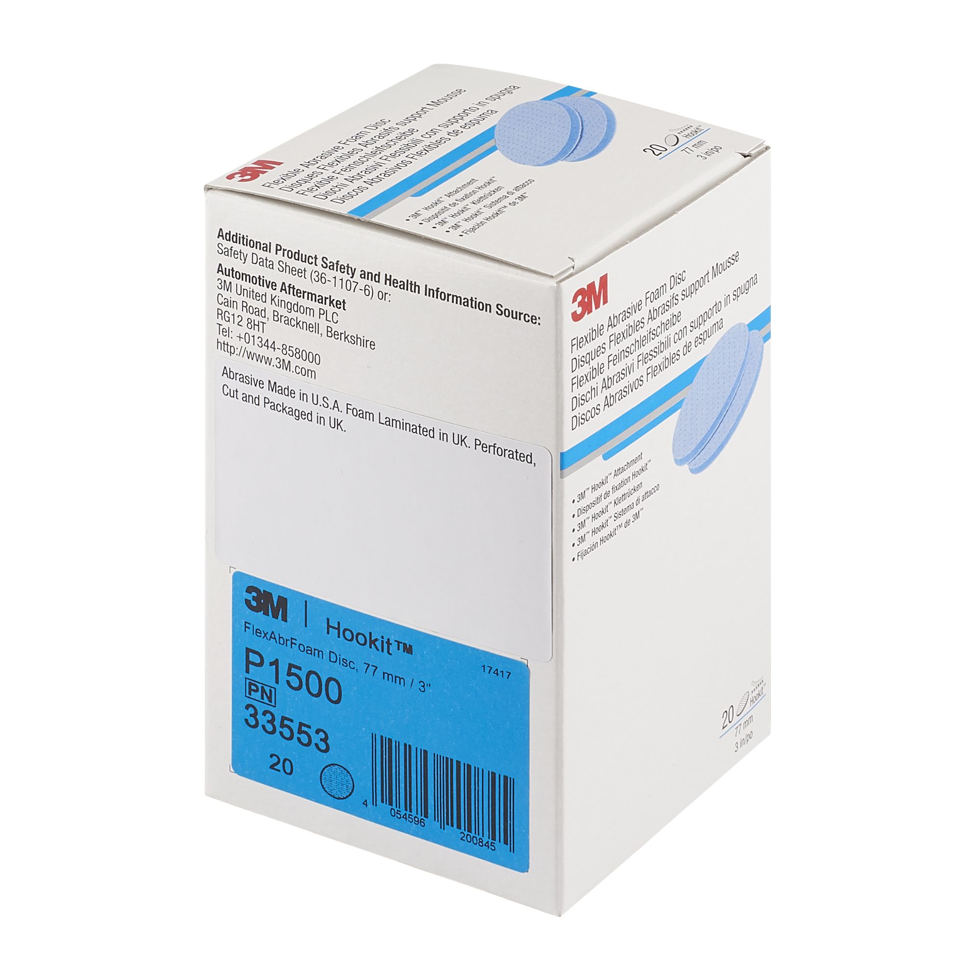 3M™ Hookit™ Disco abrasivo flexible de espuma, 77 mm, P1500, 33553