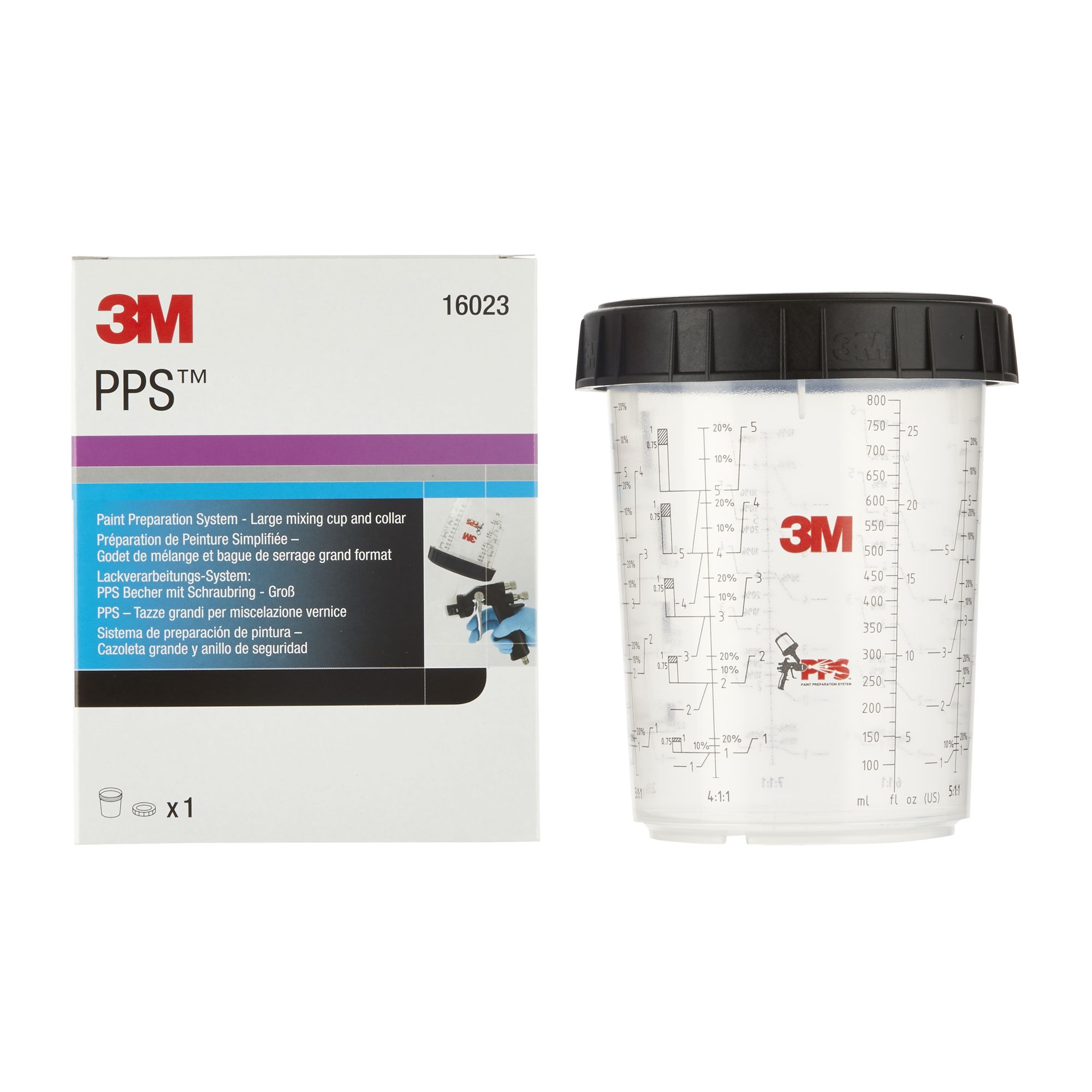 3M™ PPS™ Cazoleta y anillo, grande, 850 ml, 16023