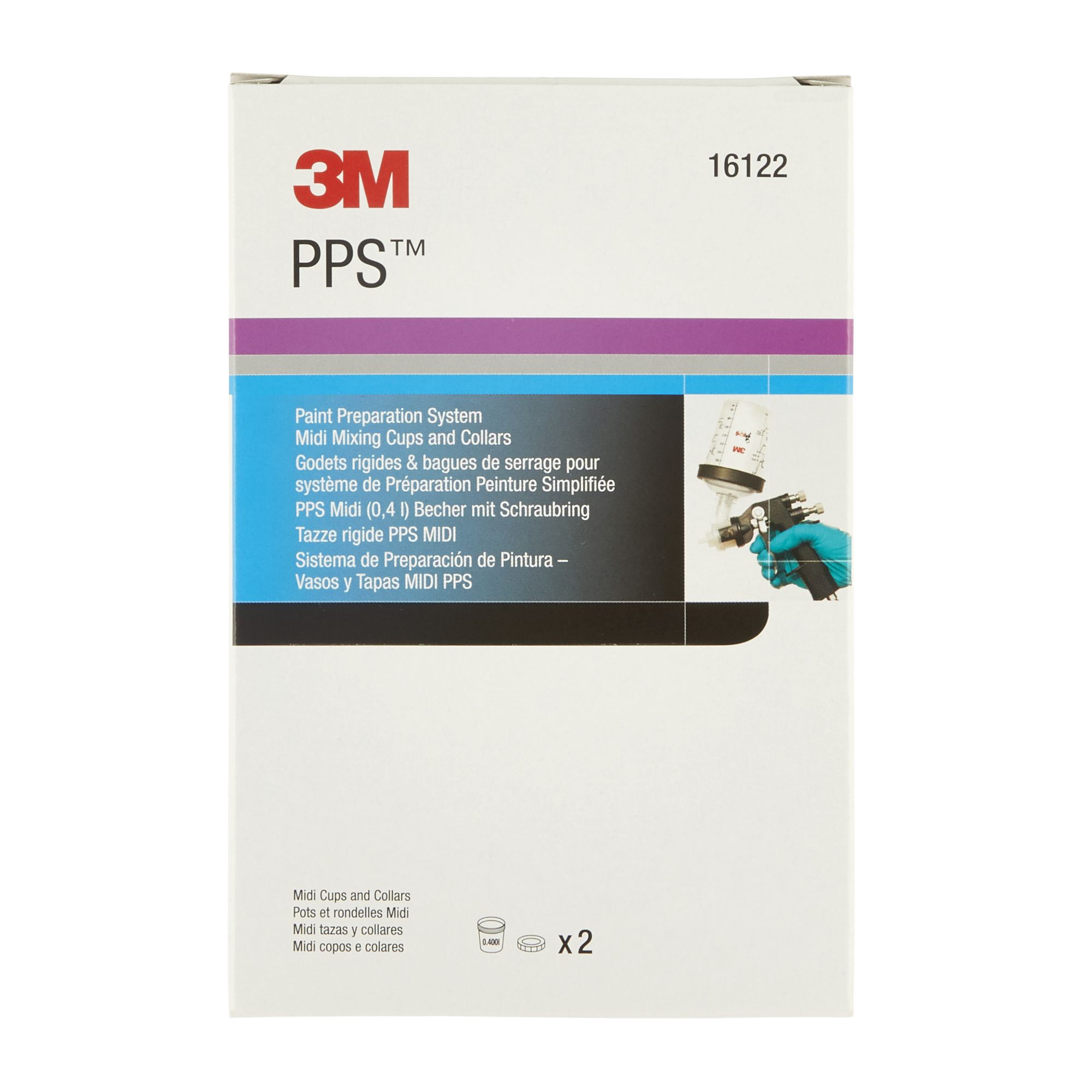 3M™ PPS™ Cazoleta y anillo, midi, 400 ml, 16122