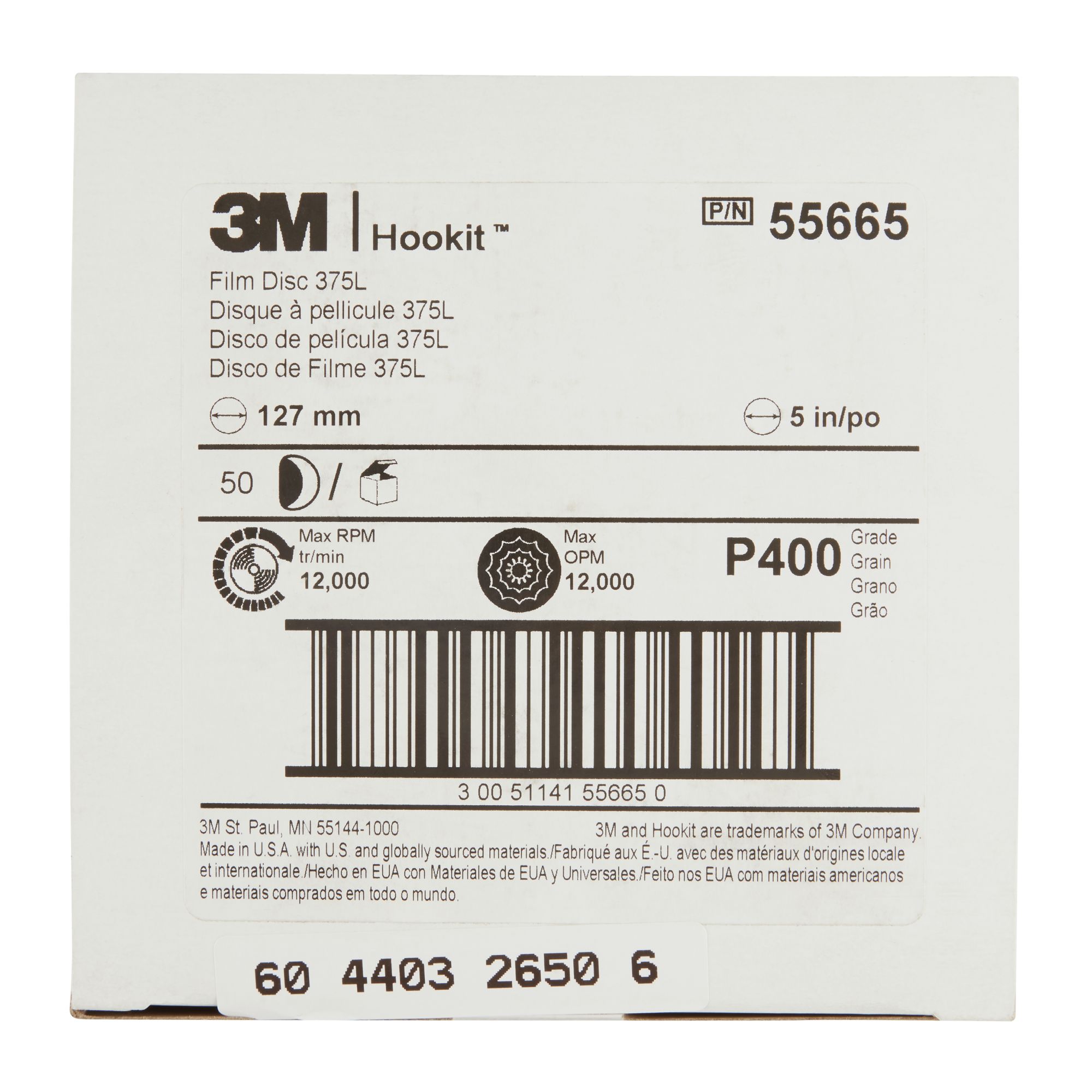 3M™ Hookit™ Disco de Film 375L, 127 mm, Sin agujero, P1000