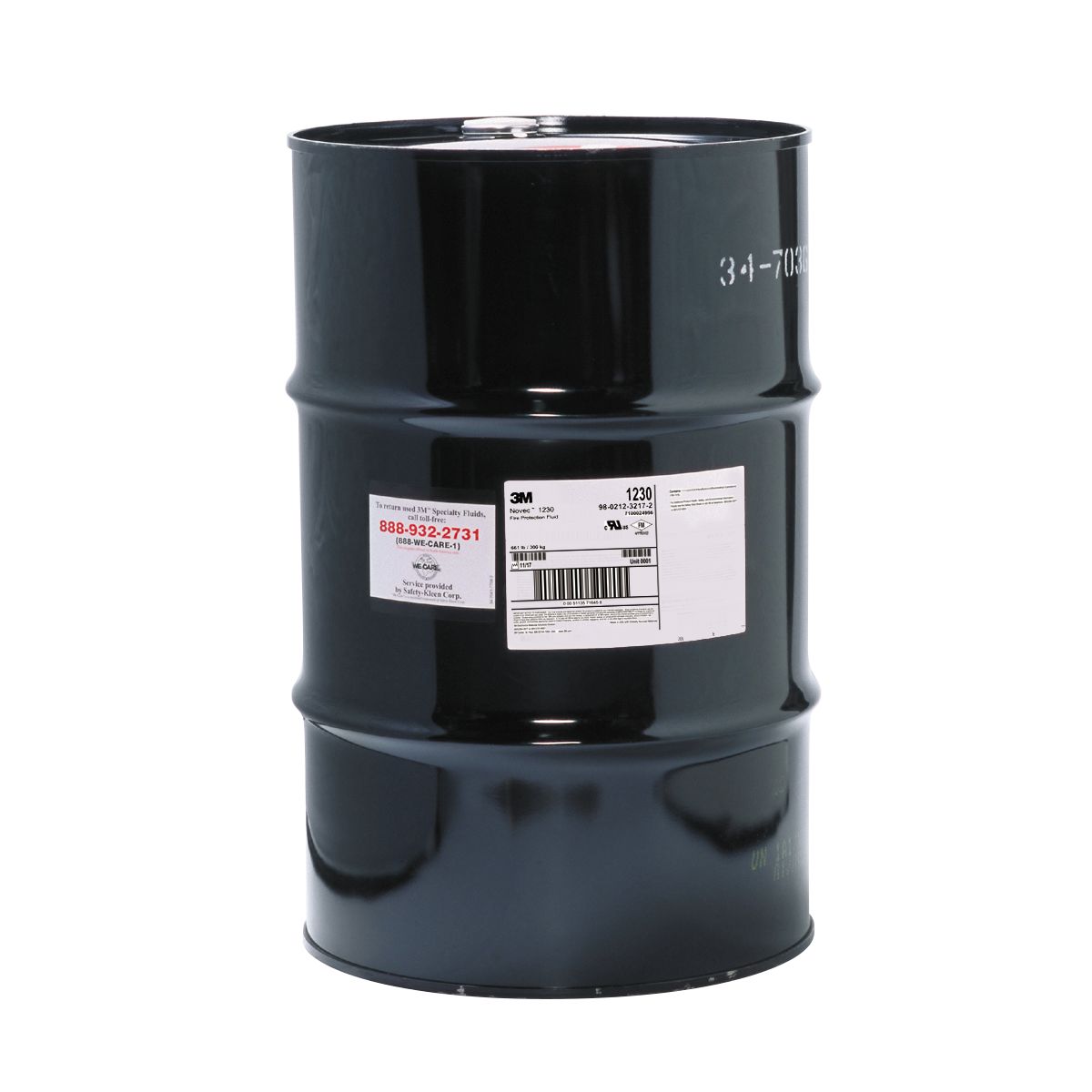 Fluido de protección contra incendios 3M™ Novec™ 1230, envase de 208,2 l (300 kg [661 lb])