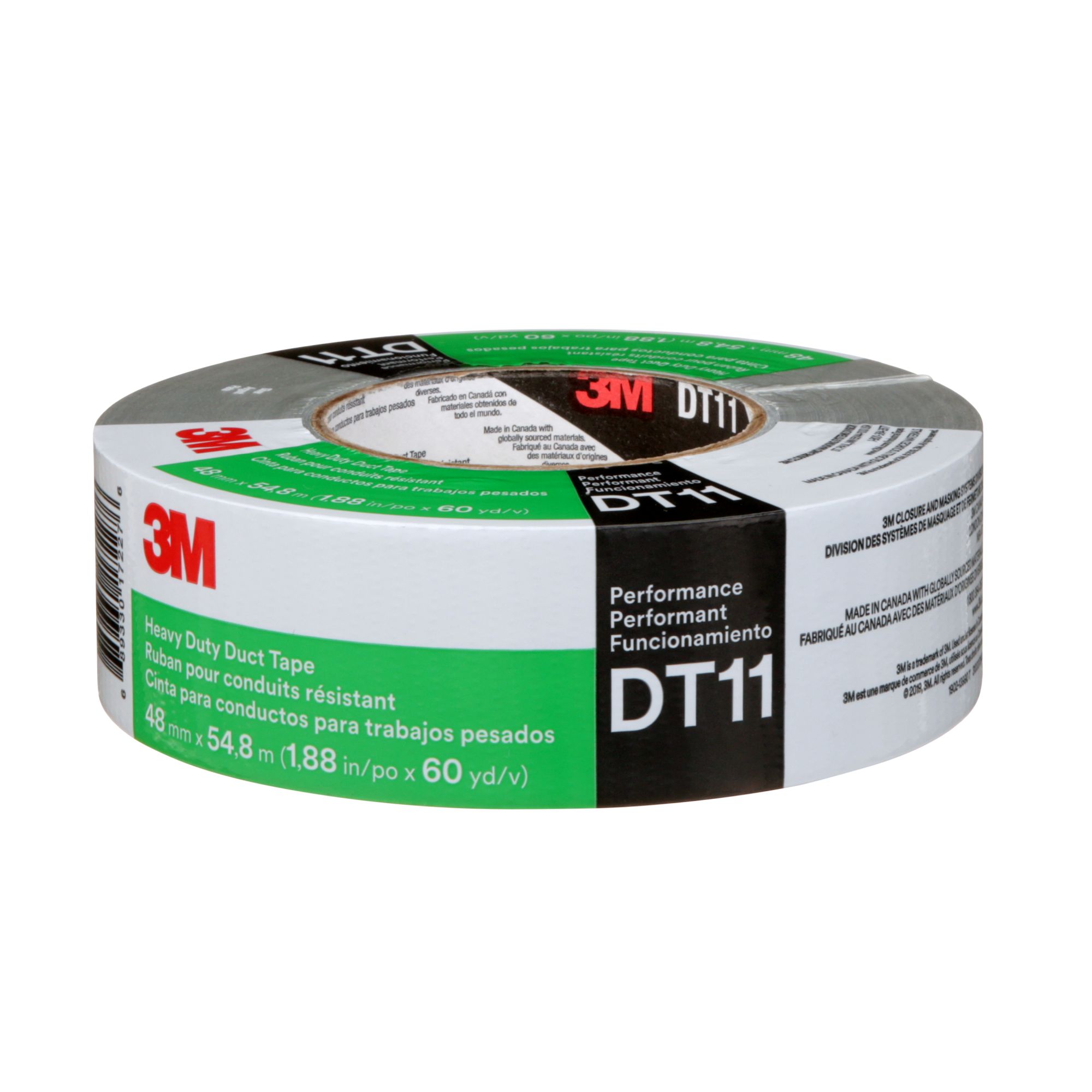 3M™ Cinta americana extrafuerte DT11, Negro, 48 mm x 55 m, 0.28 mm, envueltos individualmente