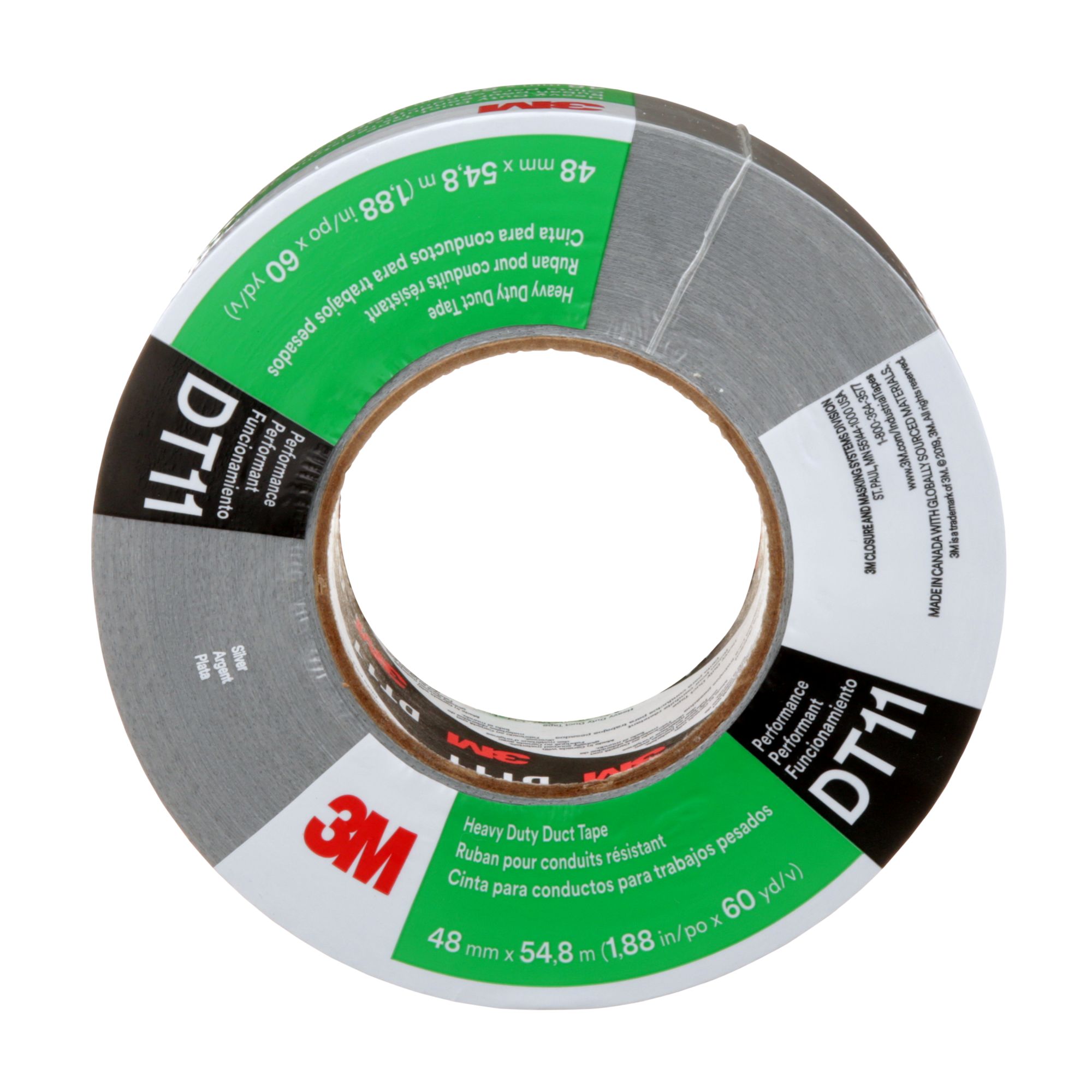 3M™ Cinta americana extrafuerte DT11, Negro, 48 mm x 55 m, 0.28 mm, envueltos individualmente