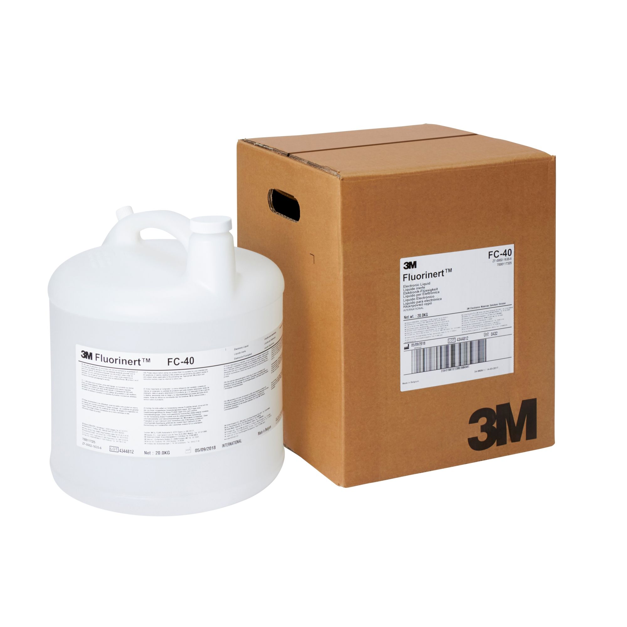 Fluido electrónico 3M™ Fluorinert™ FC-40, envase de plástico de 11,36 l (20 kg [44 lb])