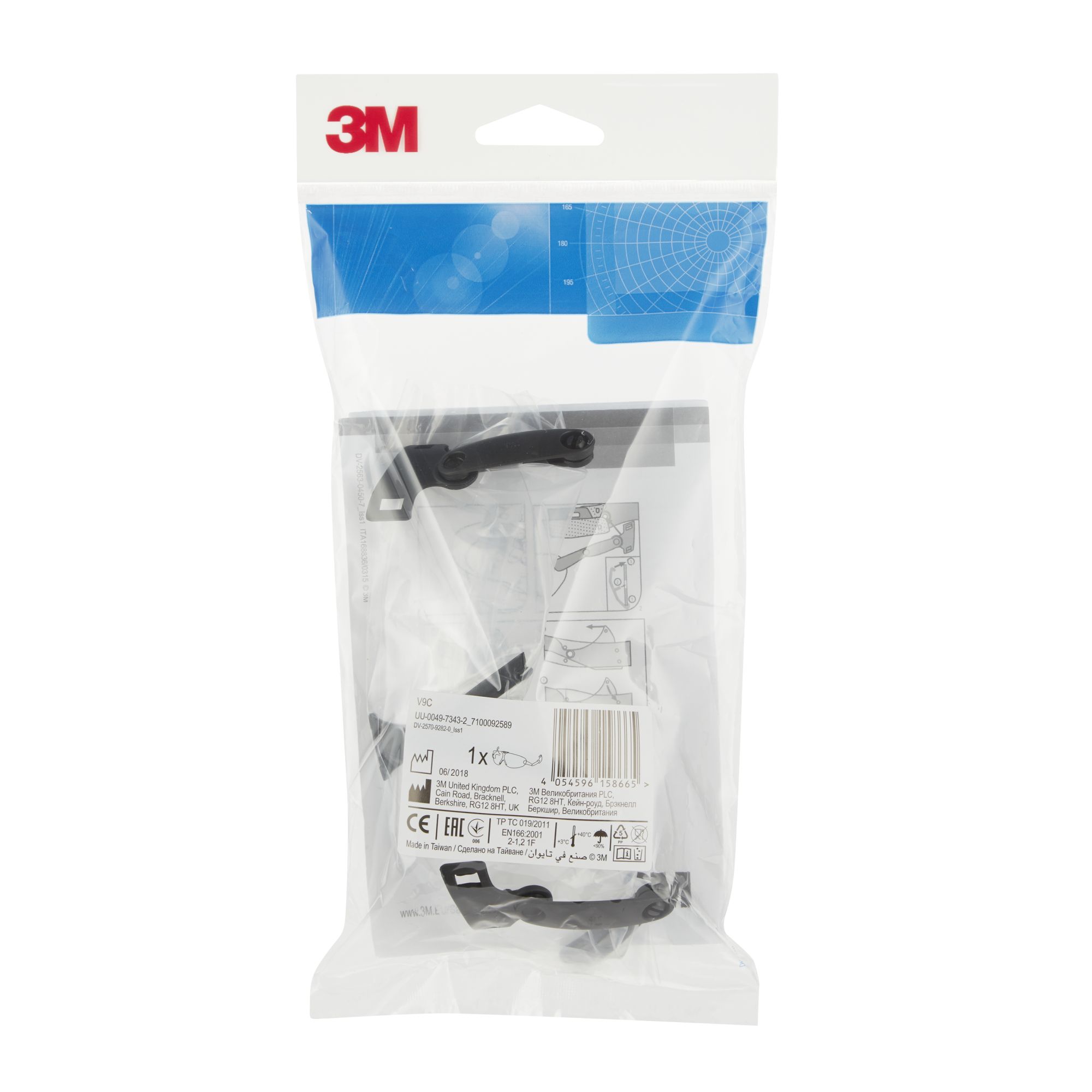 3M™ Gafas de seguridad integradas en el casco, incoloras, V9C