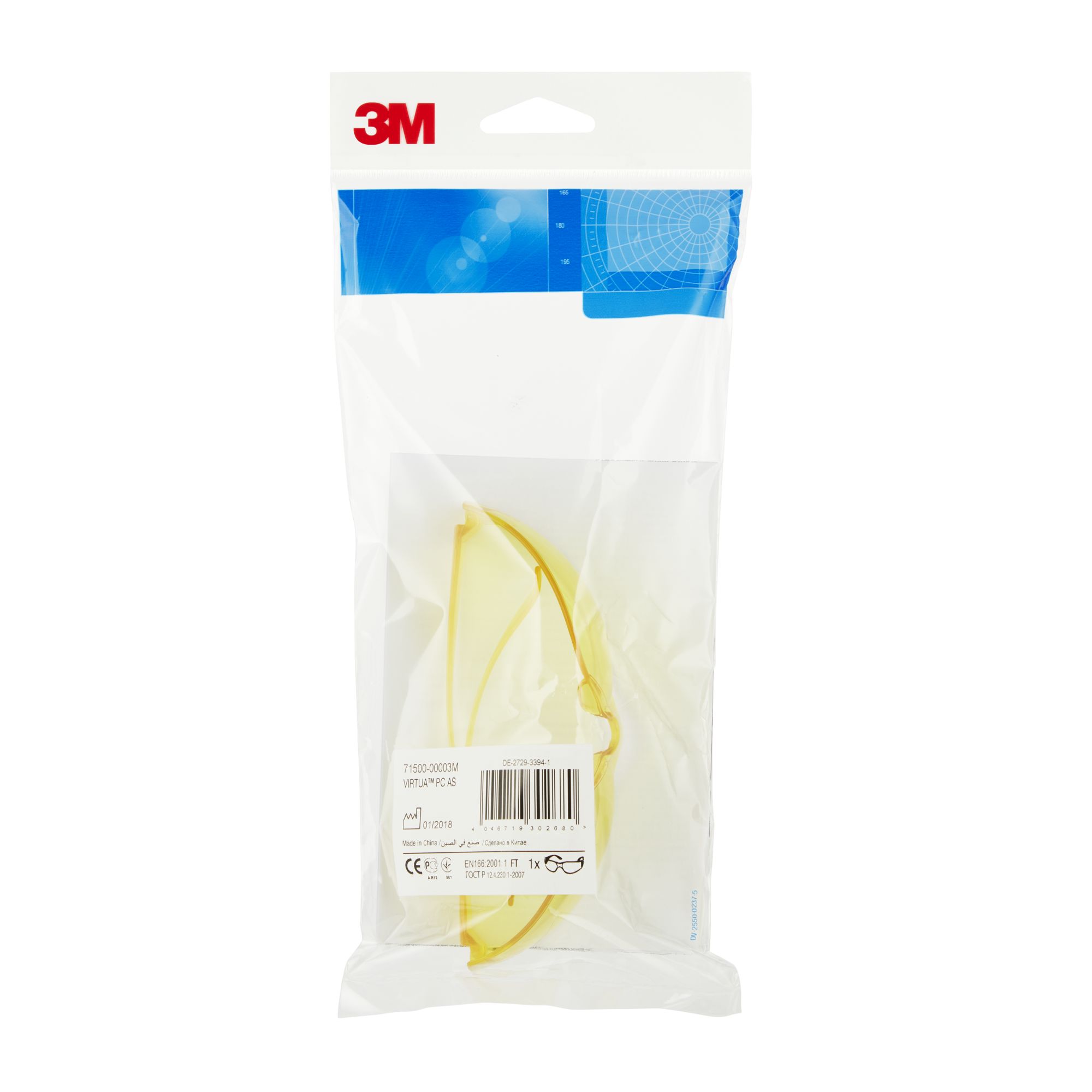 3M™ Virtua™ Gafas de seguridad, recubrimiento antirrayaduras/antiempañante, lente incolora, 715001AF-EU, paquete de 5, 20 paq./caja