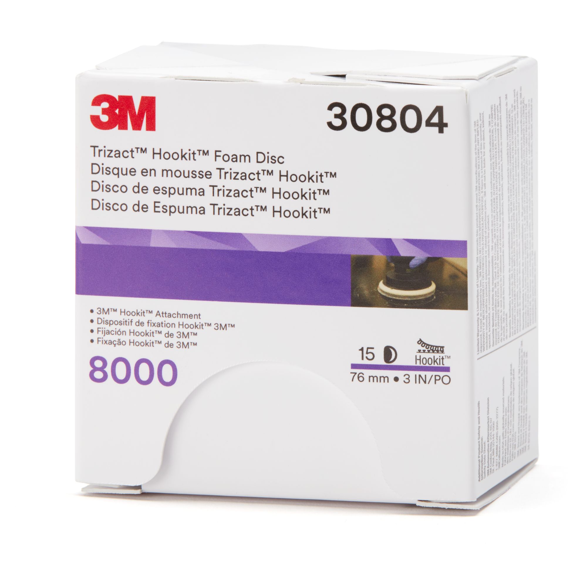 3M™ Trizact™ Hookit™ Disco abrasivo de acabado 443SA, 75 mm, sin agujeros, P8000, 30804
