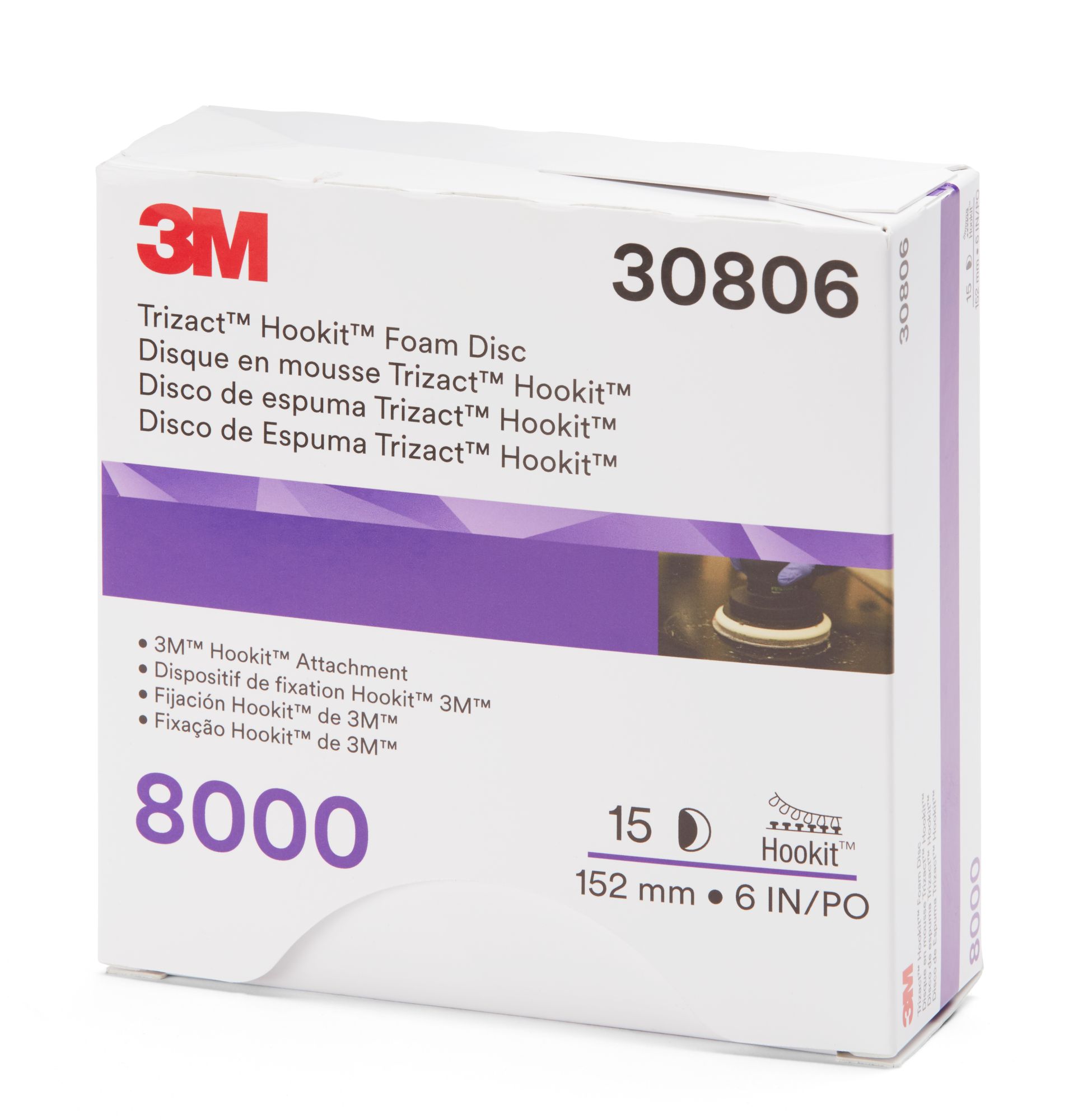 3M™ Trizact™ Hookit™ Disco abrasivo de acabado 443SA, 150 mm, sin agujeros, P8000, 30806