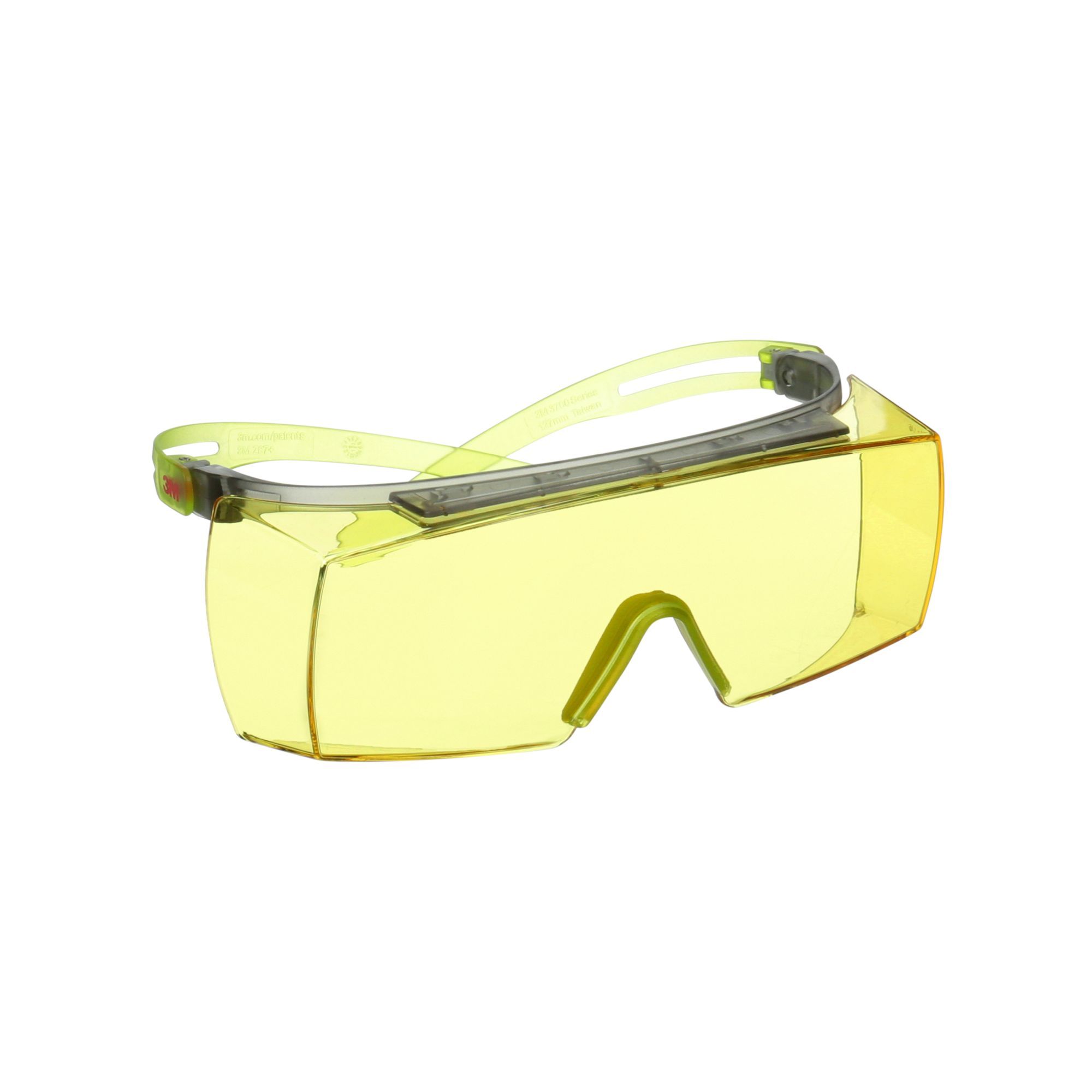 3M™ SecureFit™ 3700 Cubregafas, patillas verde lima, antiempañante Scotchgard™ (K y N), lente ámbar, SF3703SGAF-GRN-EU, 20/caja