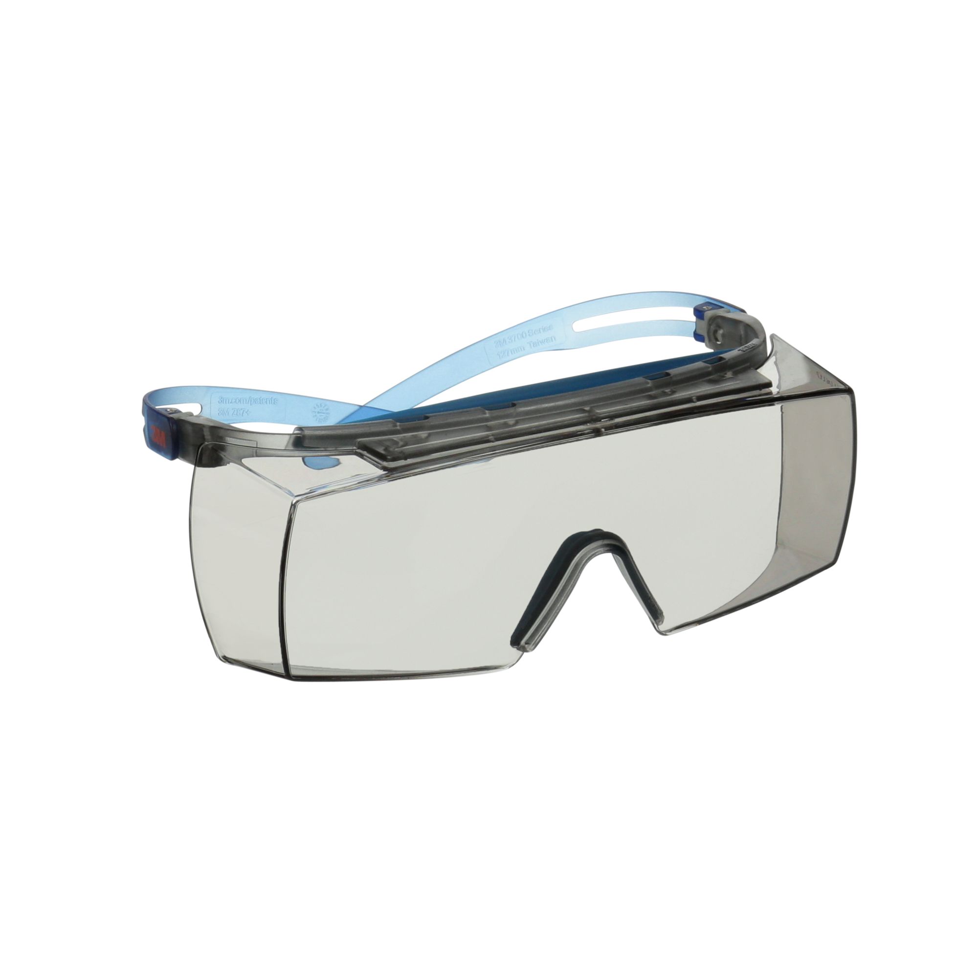 3M™ SecureFit™ 3700 Cubregafas, patillas azules, protección para las cejas, antiempañante Scotchgard™ (K y N), lente gris claro para interior/exterior, SF3707XSGAF-BLU-EU, 20/caja