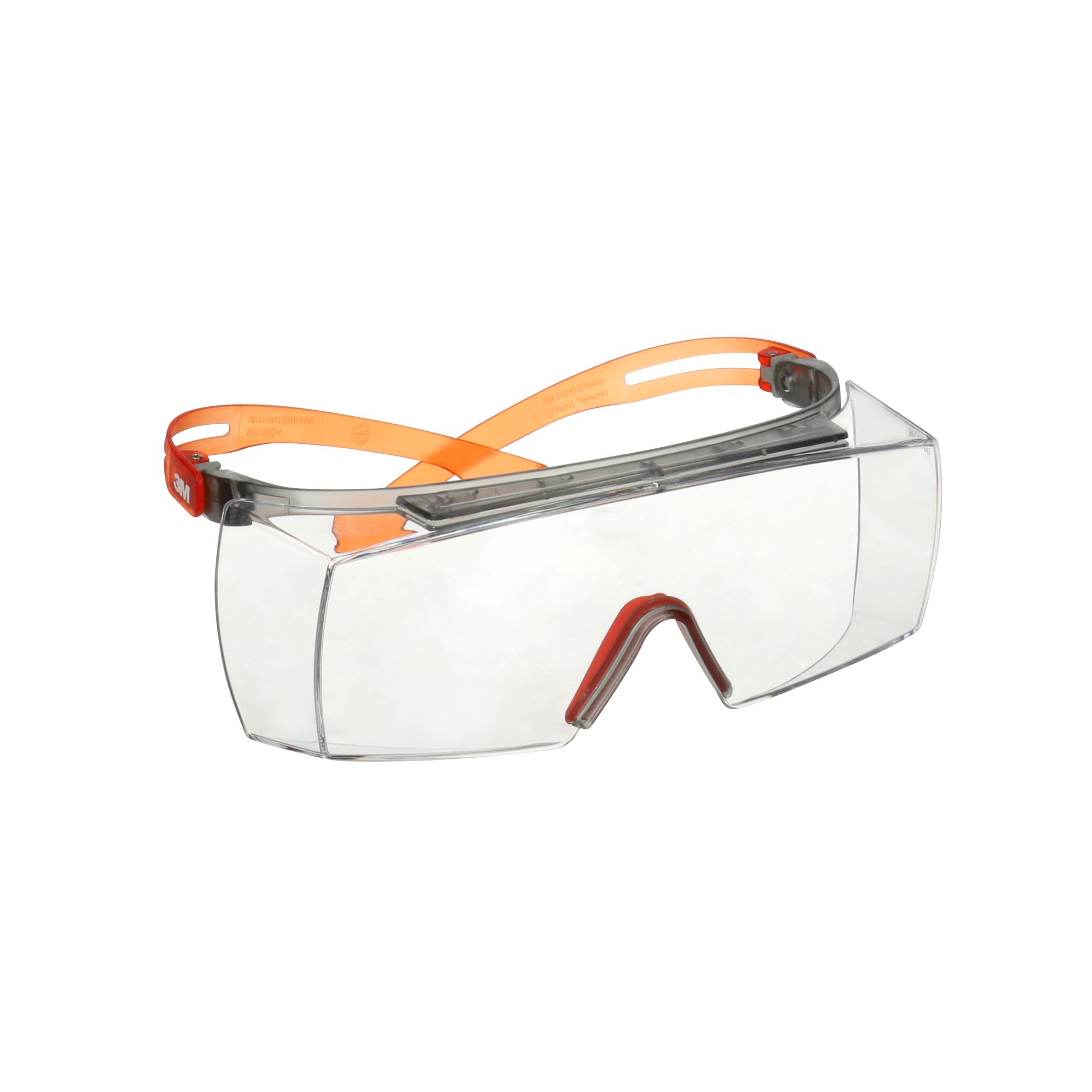 3M™ SecureFit™ 3700 Cubregafas, patillas naranjas, antiempañante Scotchgard™ (K y N), lente incolora, SF3701SGAF-ORG-EU, 20/caja