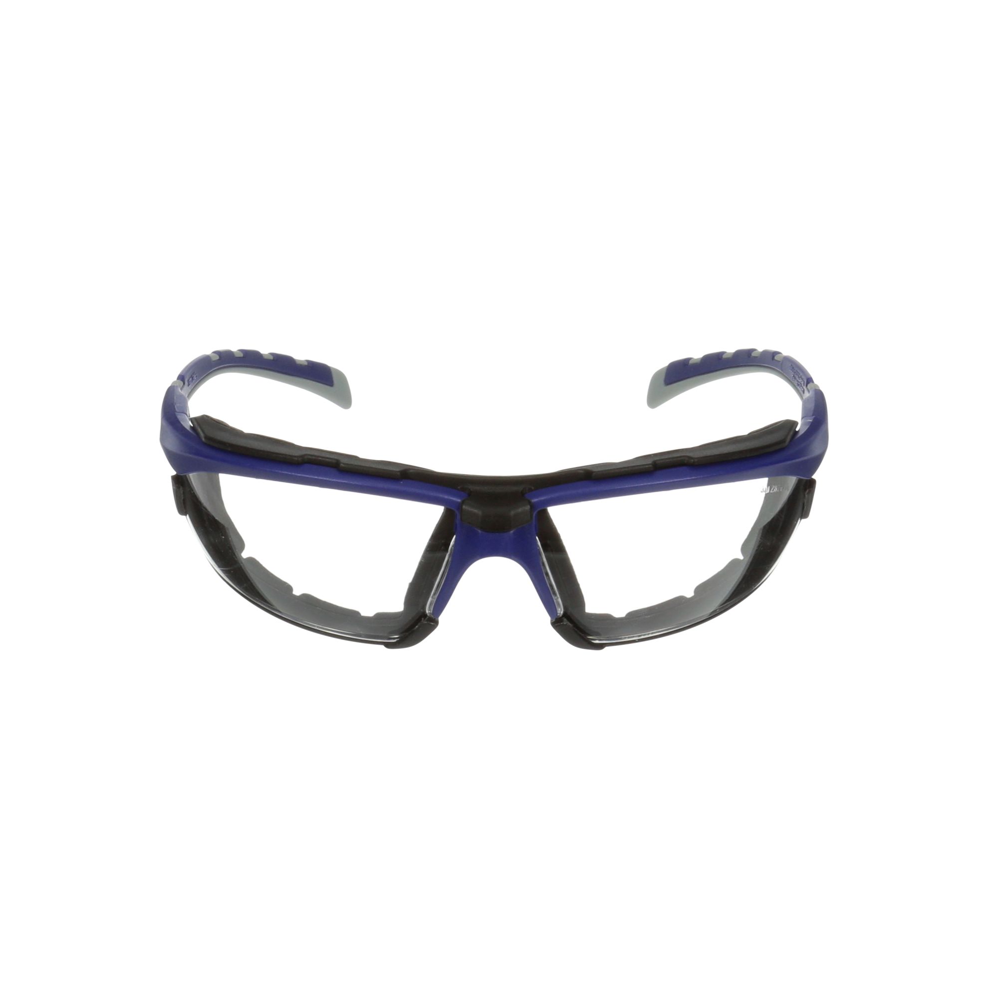 3M™ Solus™ serie 2000, S2001SGAF-BGR-F, patillas grises/azules-verdes, recubrimiento antiempañante Scotchgard™, lente AF-AS incolora, junta de espuma, 20/caja