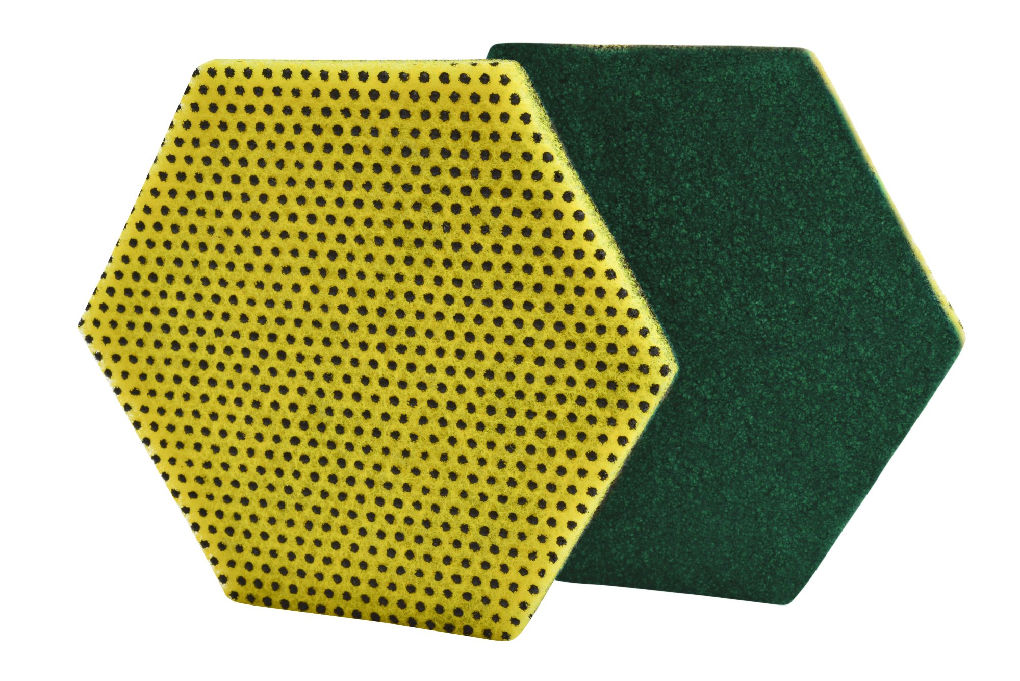 3M™ Scotch-Brite™ Fibra Doble Acción 96 HEX Verde/Amarillo, 147 mm x 127 mm, 15/caja