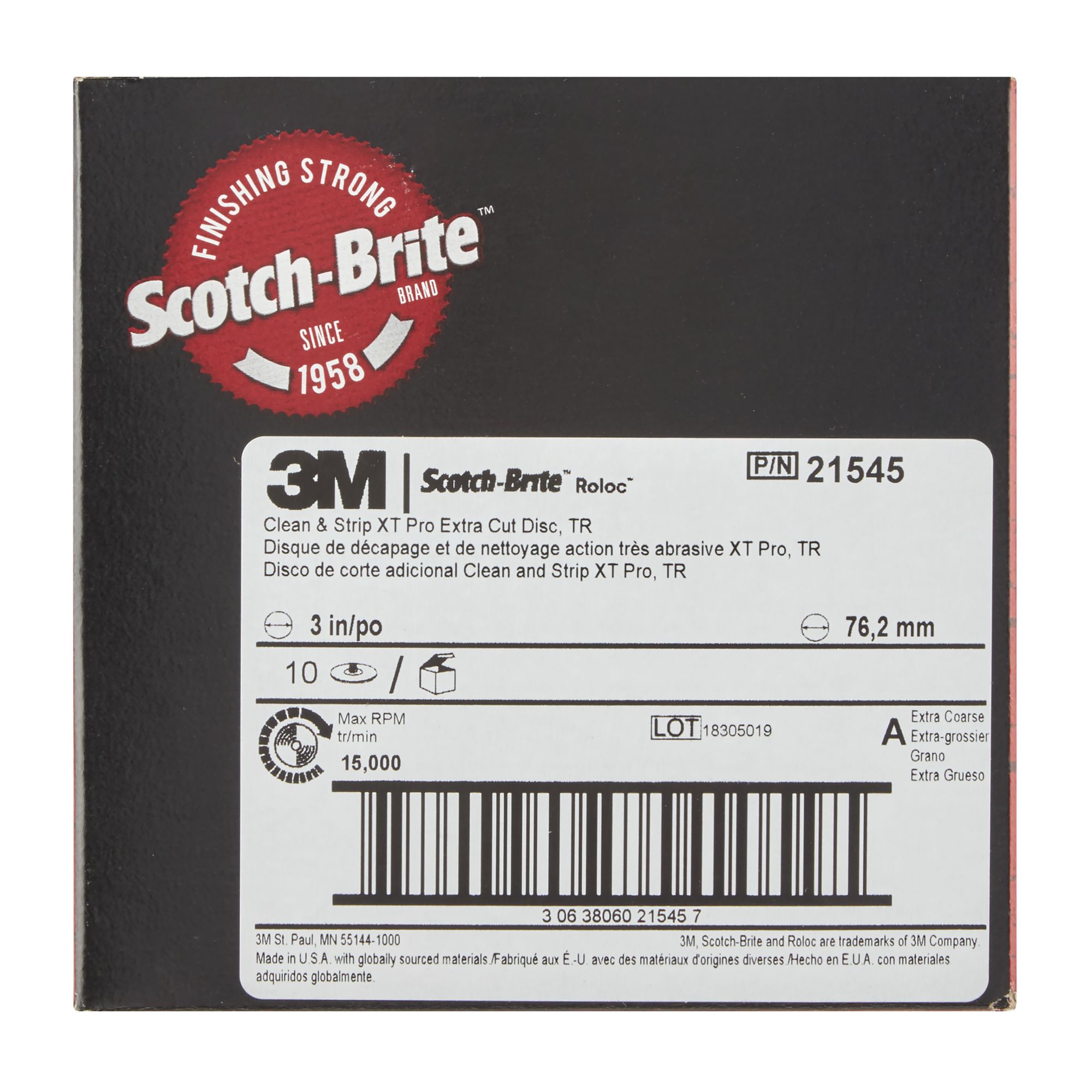 3M™ Scotch-Brite™ Roloc™ Clean and Strip XT Pro Extra Cut, Disco XC-DR, 76 mm x NH, A XCRS