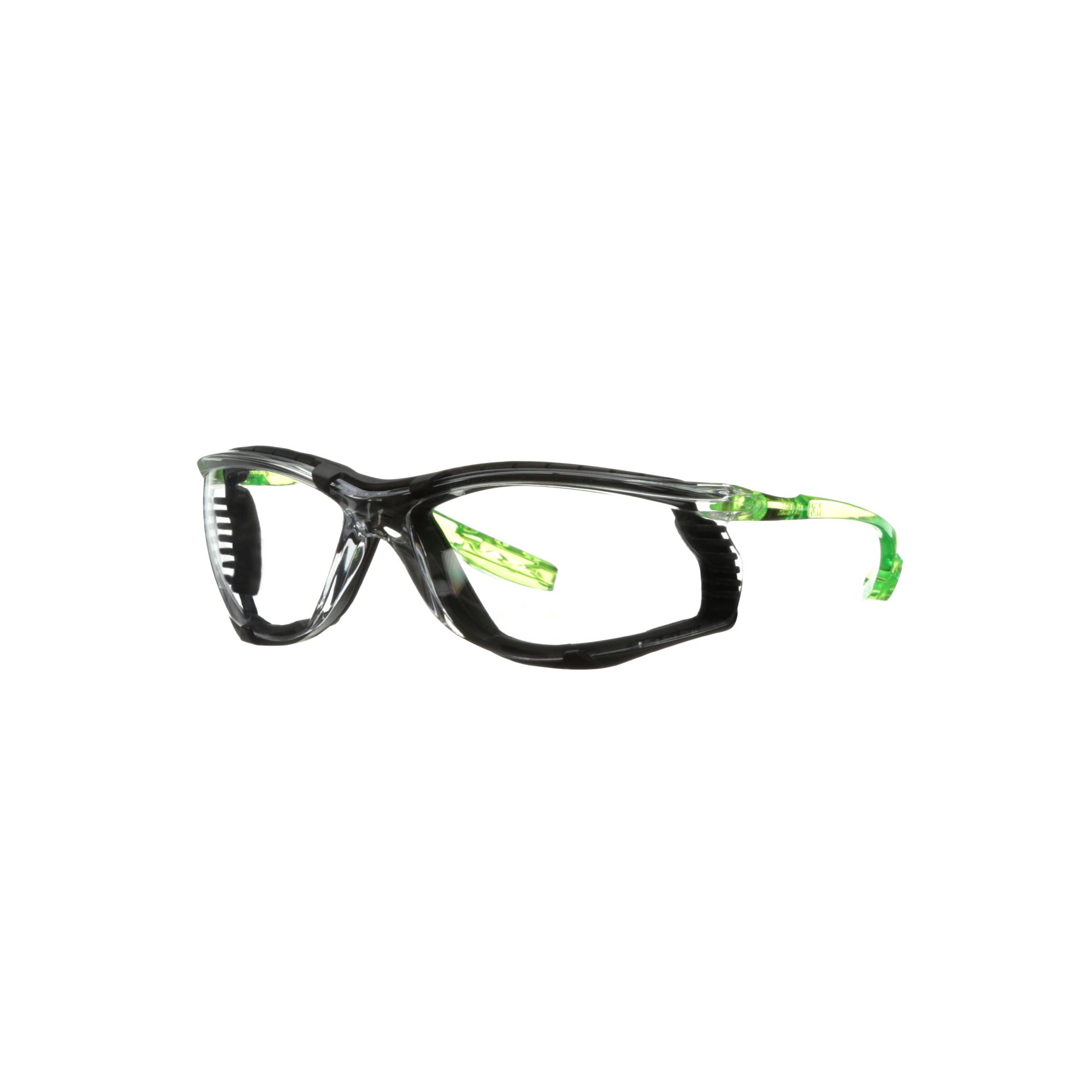 3M™ Solus™ CCS Gafas de seguridad, patillas verde lima, junta de espuma, recubrimiento antiempañante/antirrayaduras Scotchgard™ (K y N), lente incolora, SCCS01SGAF-GRN-F-EU, 20/caja