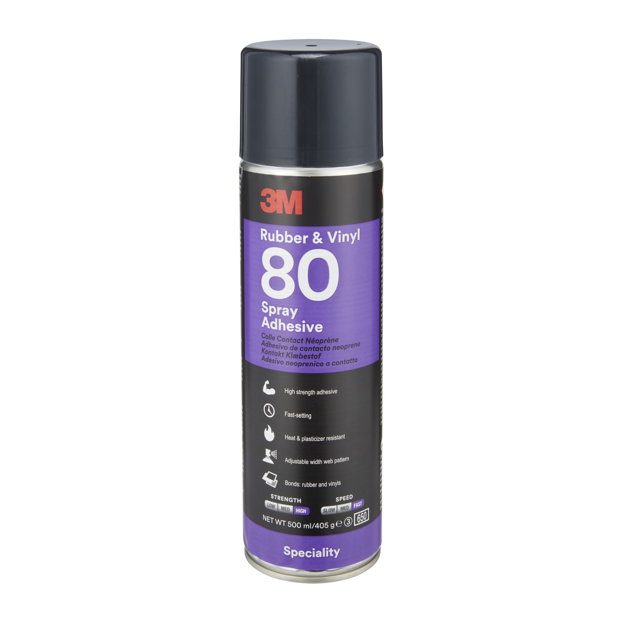 3M™ Adhesivo en aerosol para caucho y vinilo 80, Amarillo, 500 ml
