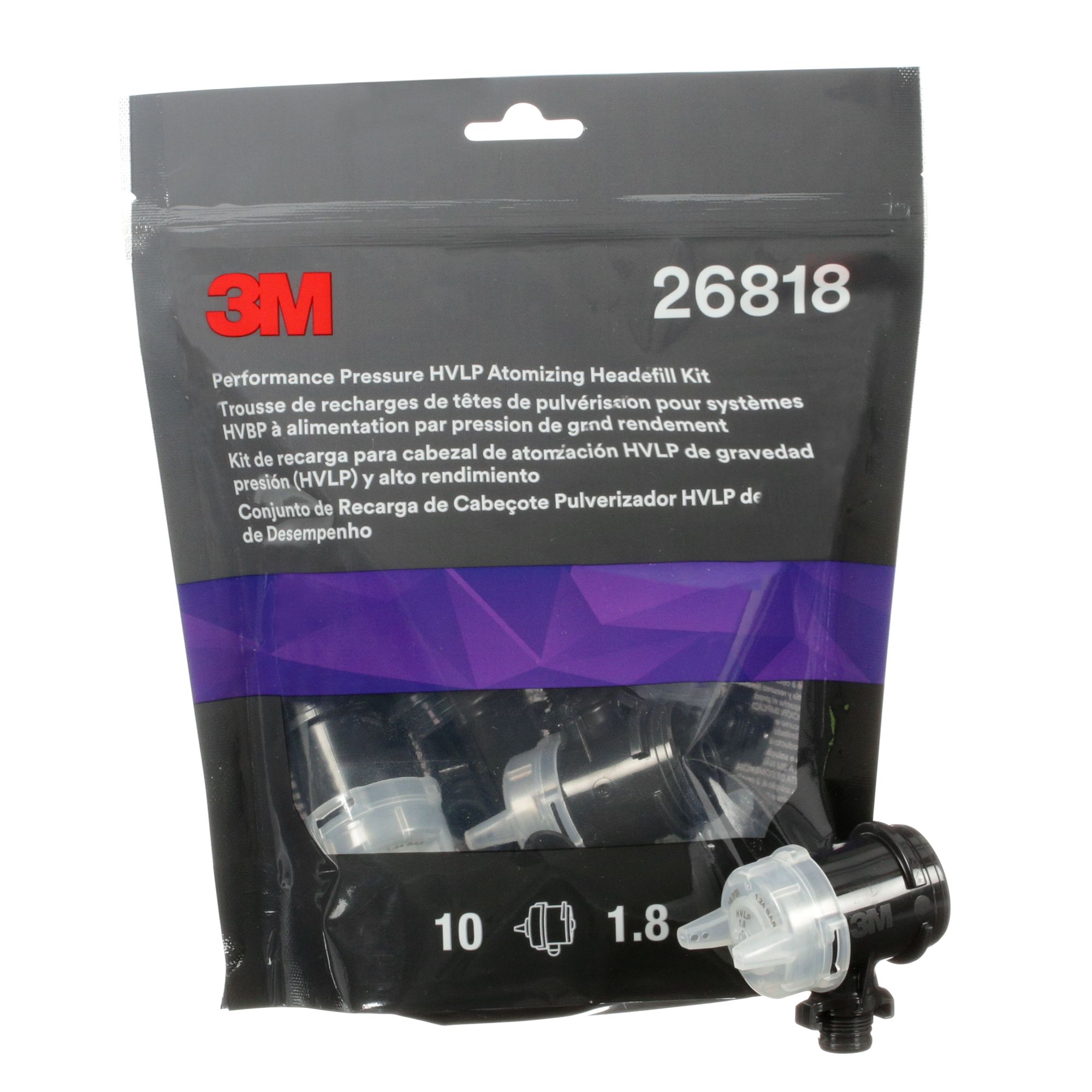 3M™ Kit de recarga de boquillas HVLP de presión de alto rendimiento, transparente, 1.8, 26818