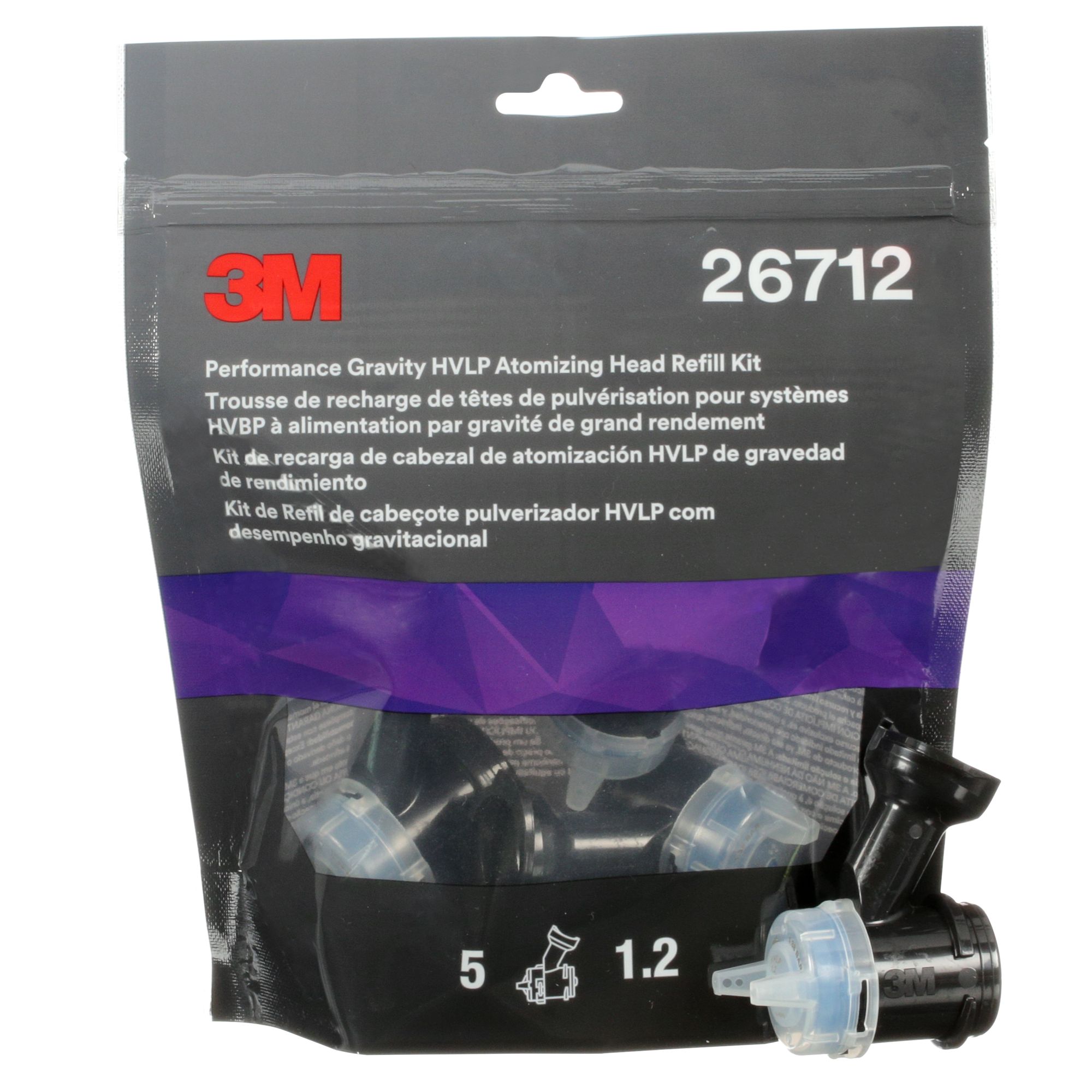 3M™ Kit de recarga de boquillas HVLP de gravedad de alto rendimiento, azul, 1.2, 26712