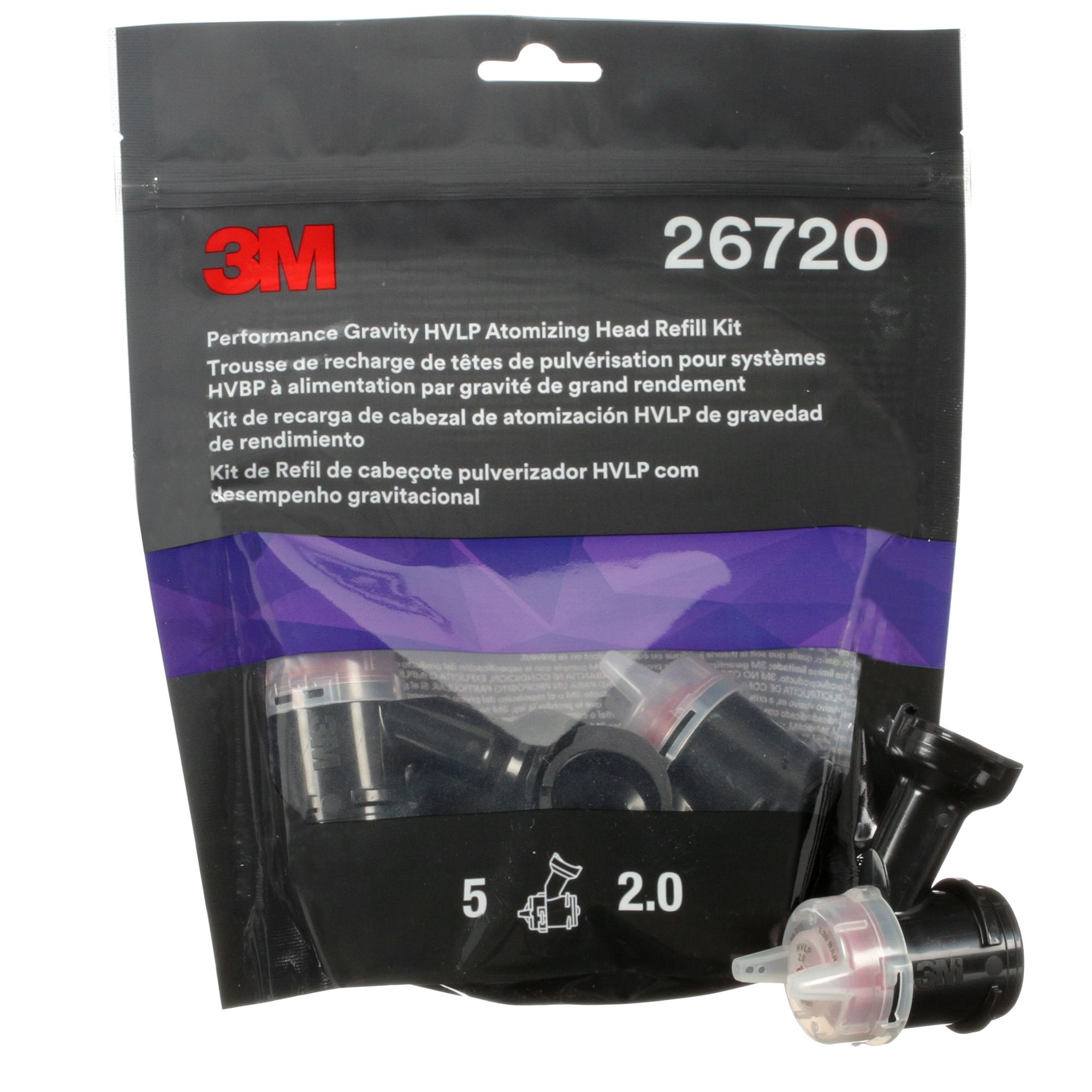 3M™ Kit de recarga de boquillas HVLP de gravedad de alto rendimiento, rojo, 2.0, 26720