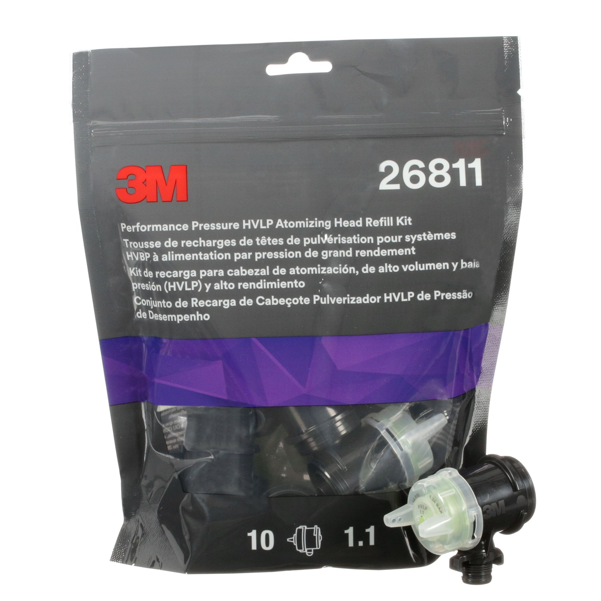 3M™ Kit de recarga de boquillas HVLP de presión de alto rendimiento, amarillo, 1.1, 26811