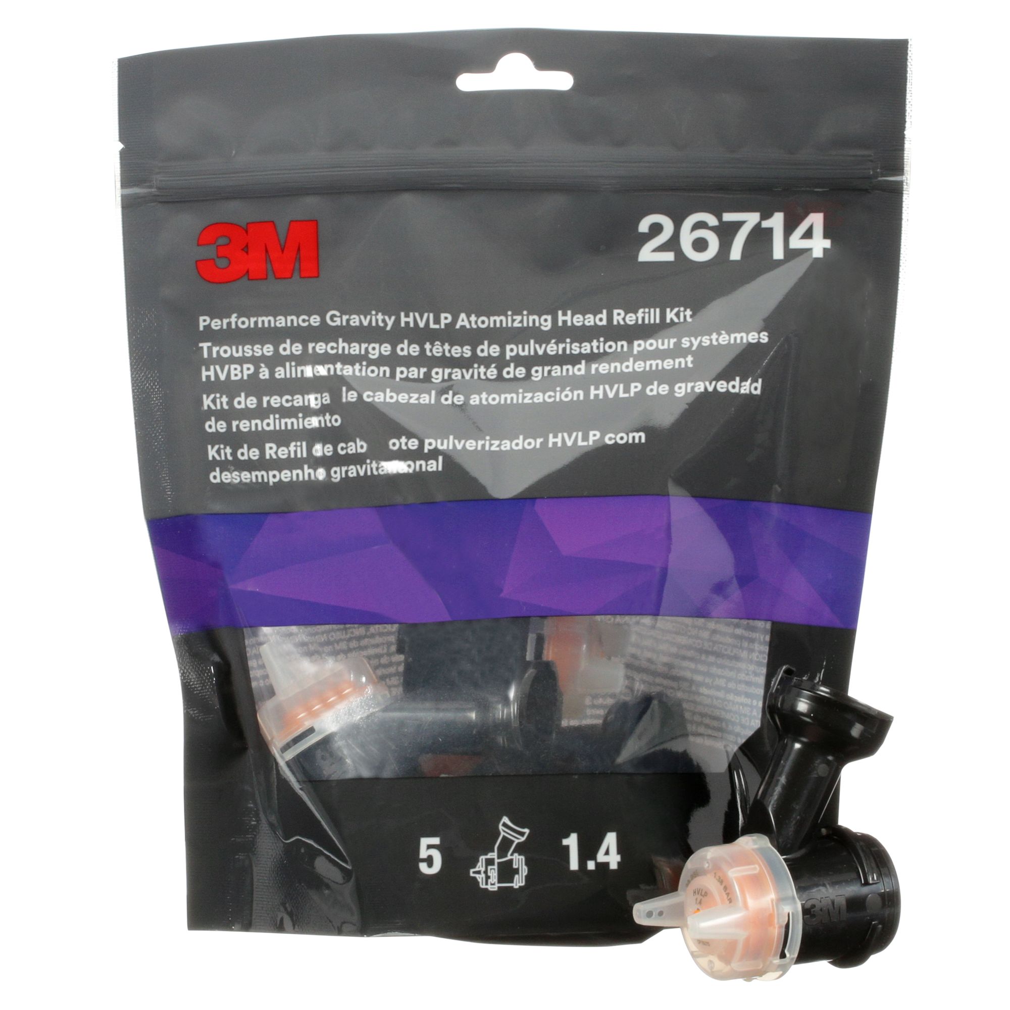 3M™ Kit de recarga de boquillas HVLP de gravedad de alto rendimiento, naranja, 1.4, 26714