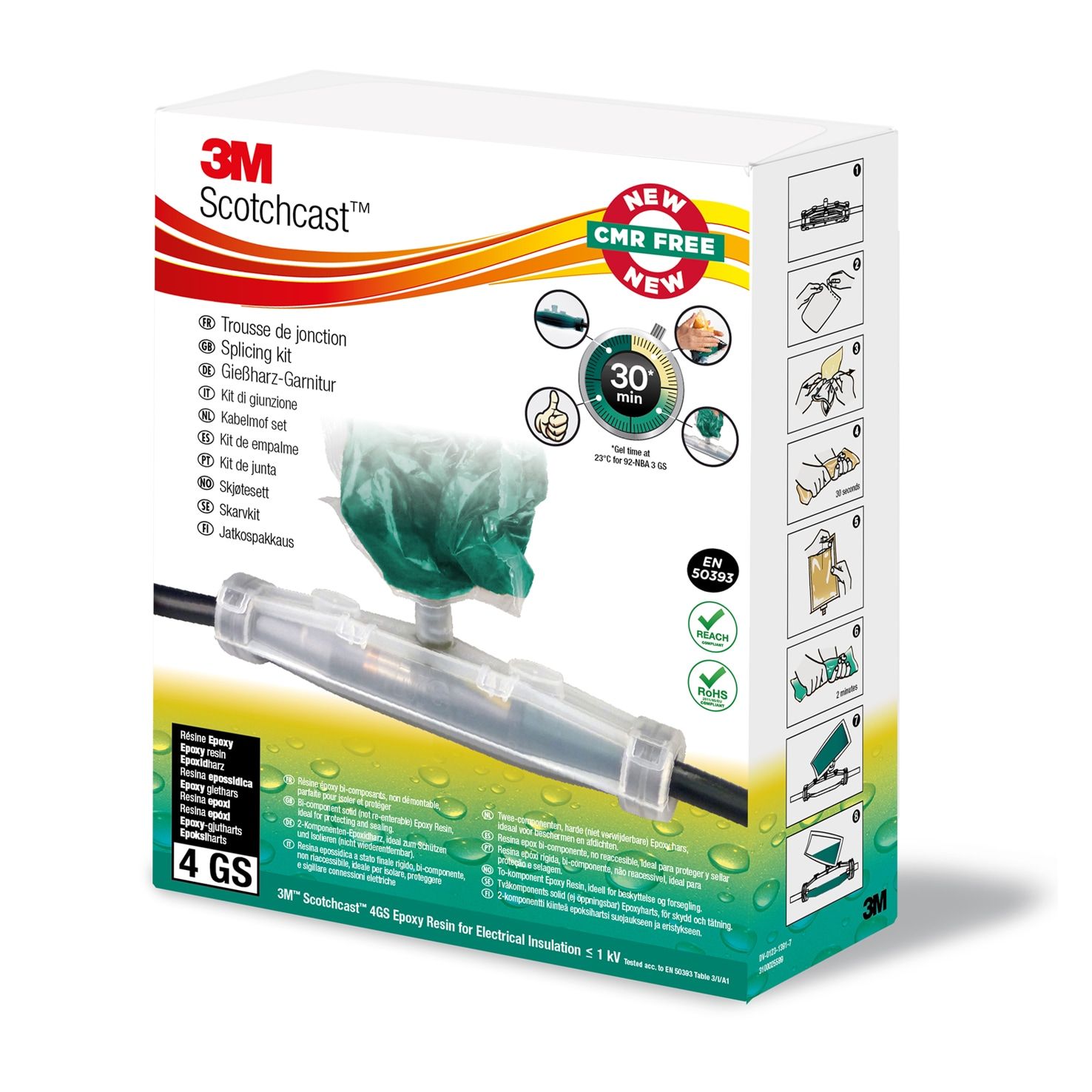 3M™ Scotchcast™ Kit de resina 92-NBA GS, Tamaño 3, sección 4x16-4x25 mm2, 10 kits por caja.