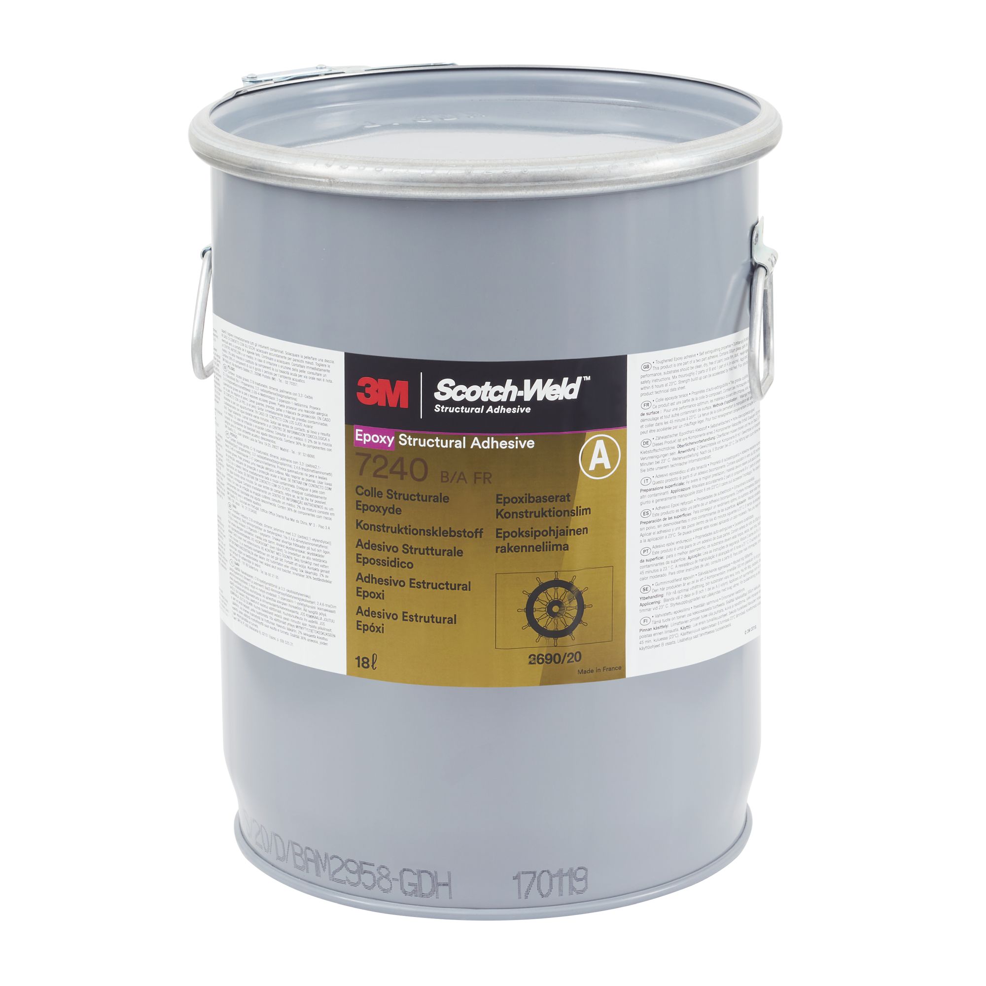 3M™ Scotch-Weld™ Adhesivo epoxi 7240 FR, Negro, Parte B/A, 54 l