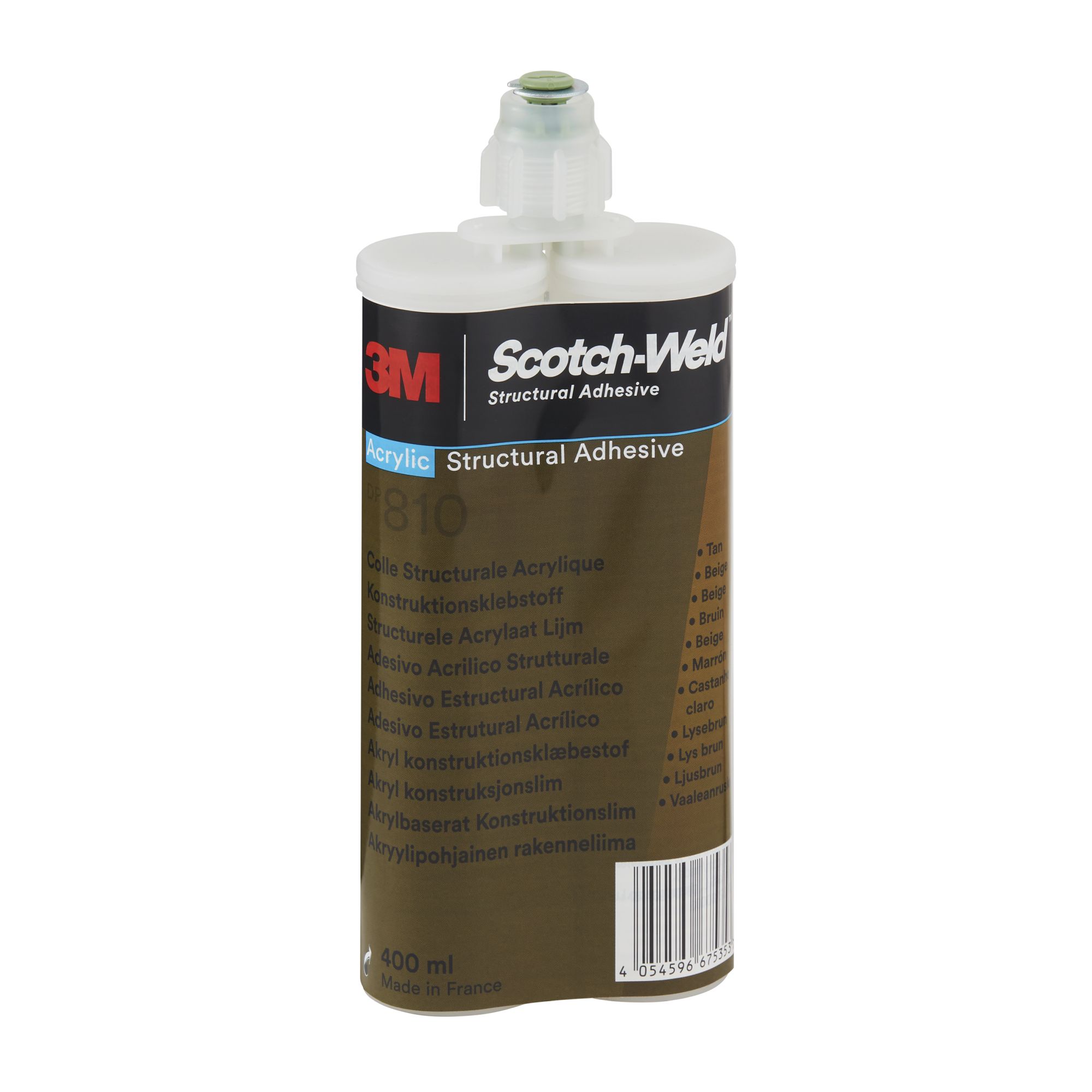 3M™ Scotch-Weld™ Adhesivo acrílico de bajo olor DP810, Transparente, 400 ml