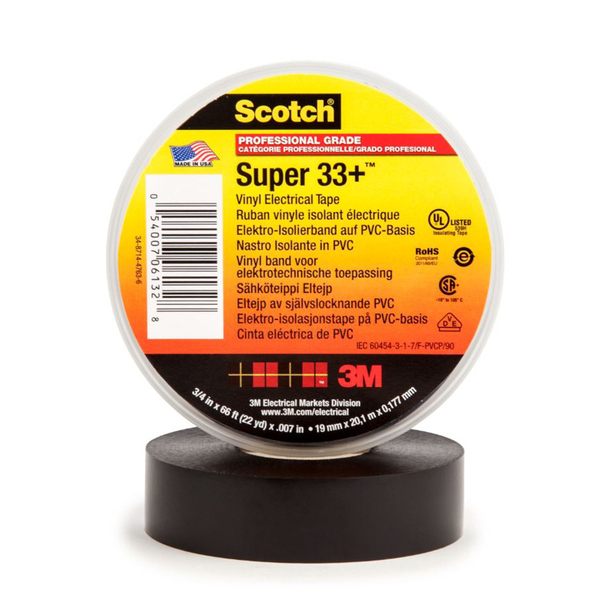3M™ Scotch® Súper 33+ - 19 mm x 6 m - Color Negro