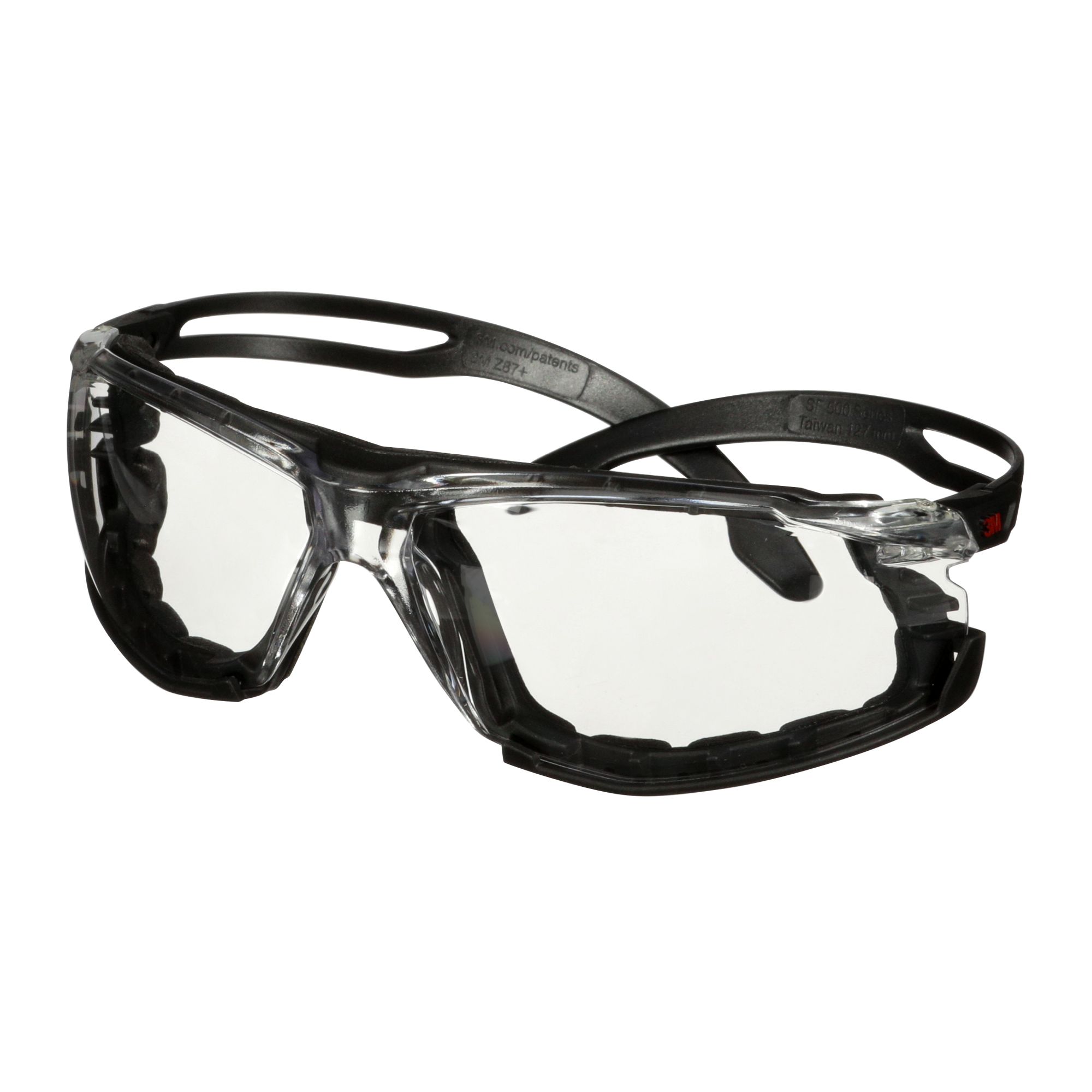 3M™ SecureFit™ 500 Gafas de seguridad, montura negra, espuma, recubrimiento antiempañante/antirrayaduras Scotchgard™ (K y N), lente incolora, SF501SGAF-BLK-FM-EU, 20/caja