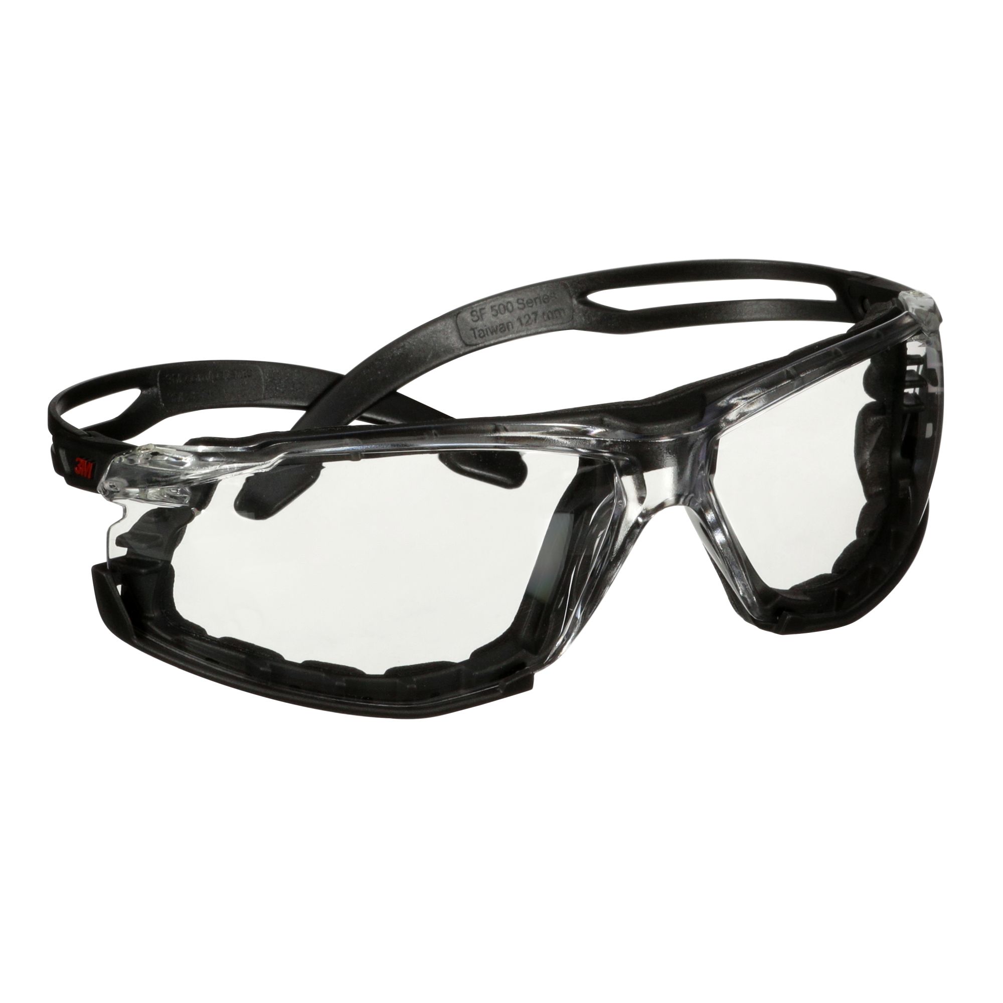 3M™ SecureFit™ 500 Gafas de seguridad, montura negra, espuma, recubrimiento antiempañante/antirrayaduras Scotchgard™ (K y N), lente incolora, SF501SGAF-BLK-FM-EU, 20/caja