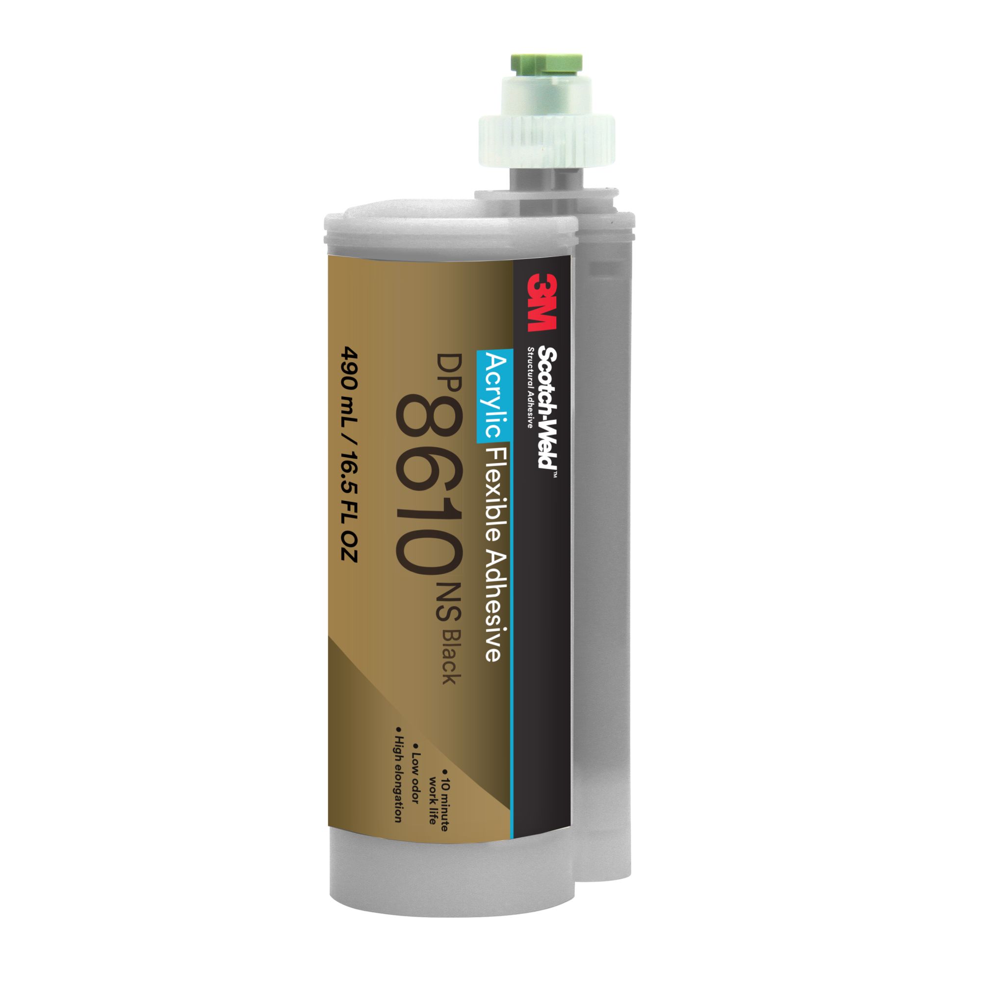 3M™ Scotch-Weld™ Adhesivo Acrílico Flexible DP8610NS, Negro, 490 ml