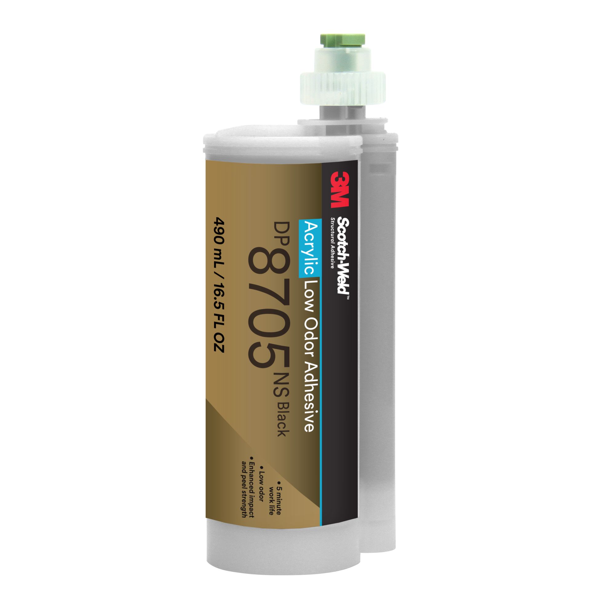 3M™ Scotch-Weld™ Adhesivo Acrílico Bajo olor DP8705NS, Negro, 490 ml