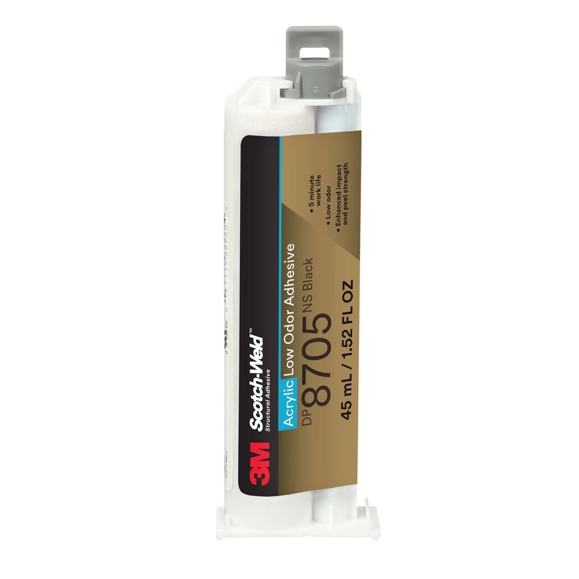 3M™ Scotch-Weld™ Adhesivo Acrílico Bajo olor DP8705NS, Negro, 45 ml