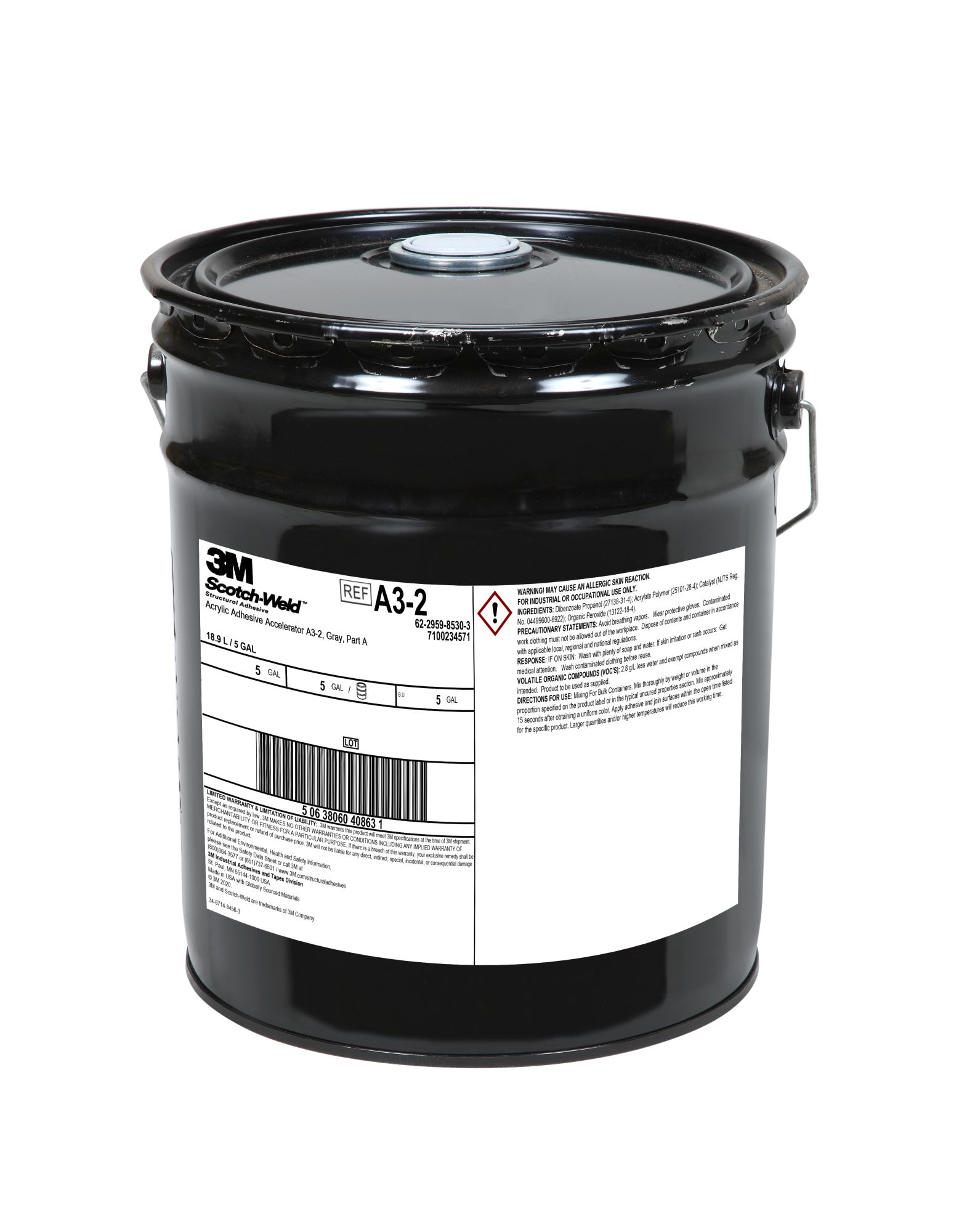 3M™ Scotch-Weld™Adhesivo Acrílico Acelerador A3-2, Verde, Parte A para DP88xx Bajo Olor, 1 Galón, 1 Bidón / Caja