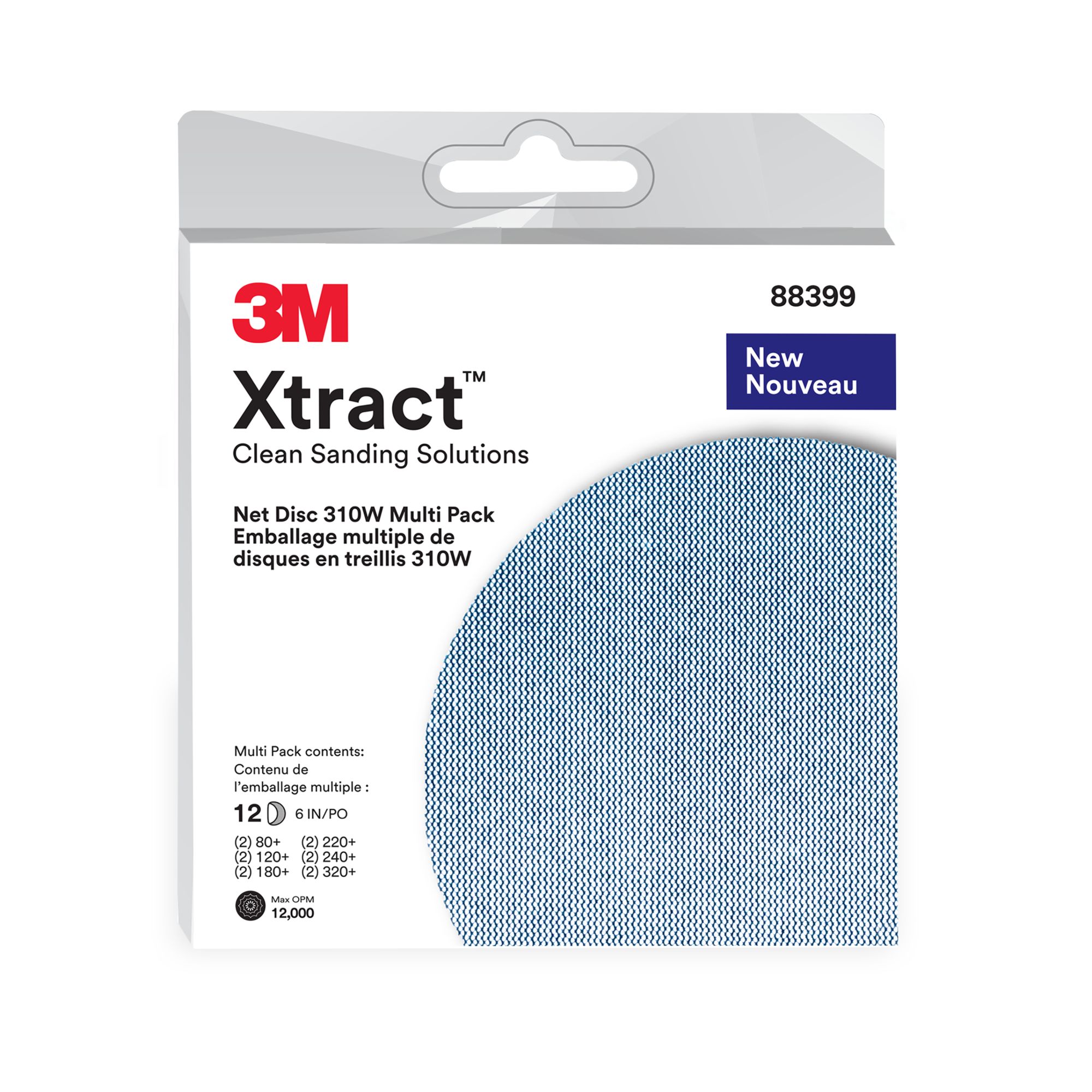 3M Xtract™ Disco de malla 310W, 29262, 2x80+, 2x120+, 2x180+, 2x320+, 150 mm x NH