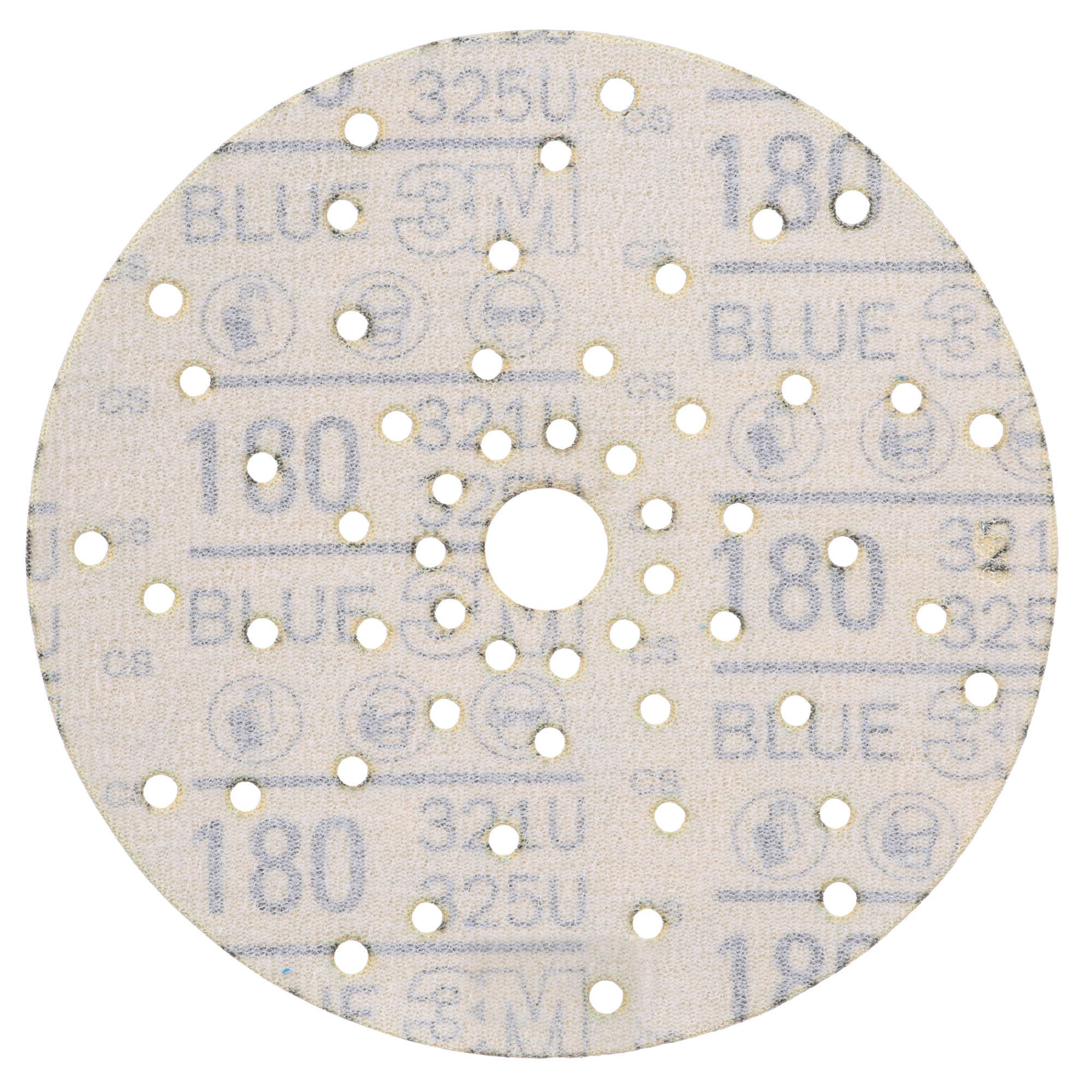 3M™ Hookit™ Disco abrasivo 325U, 150 mm, azul, Multiagujeros, P180, 51375