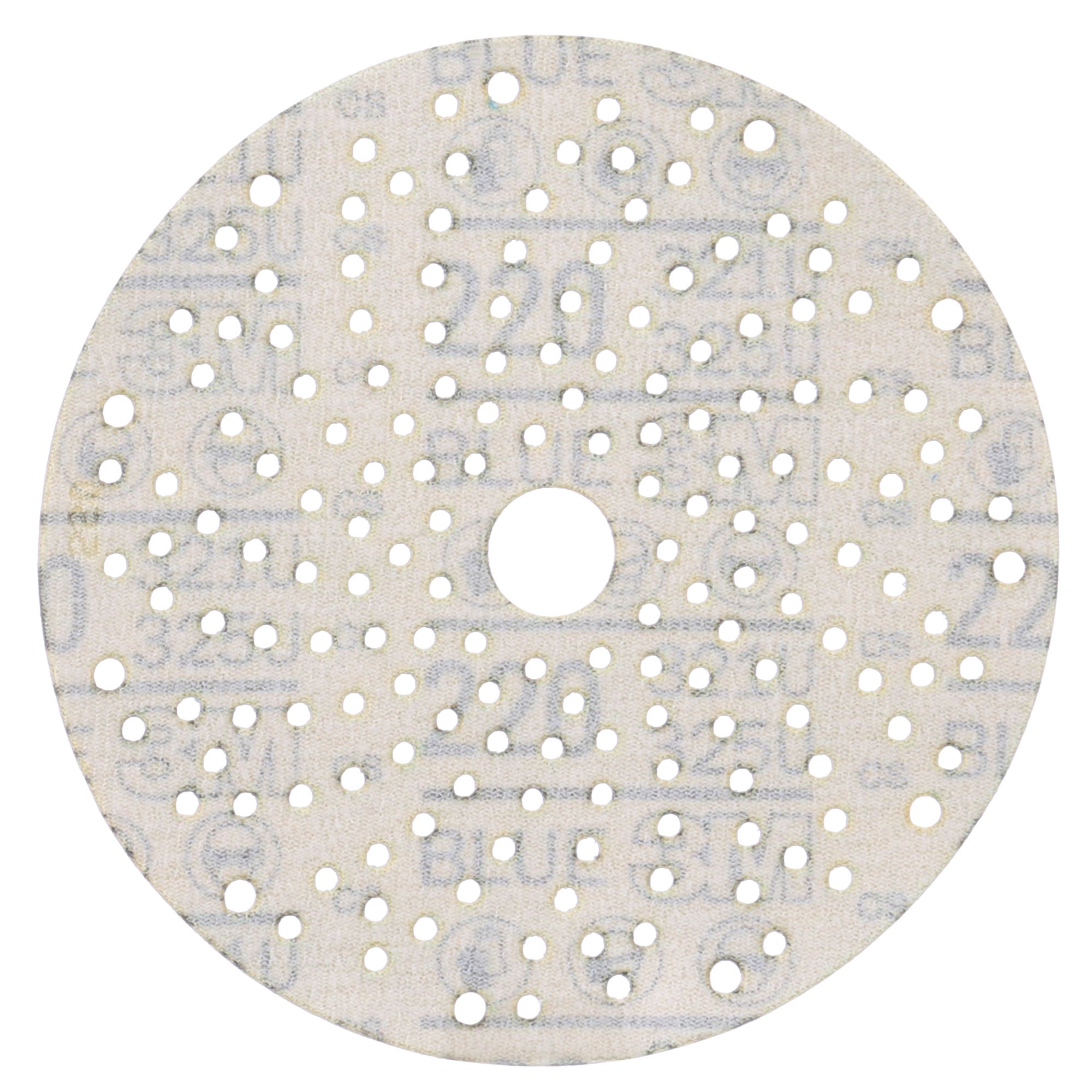 3M™ Hookit™ Disco abrasivo 325U, 150 mm, azul, Multiagujeros, P220, 51376