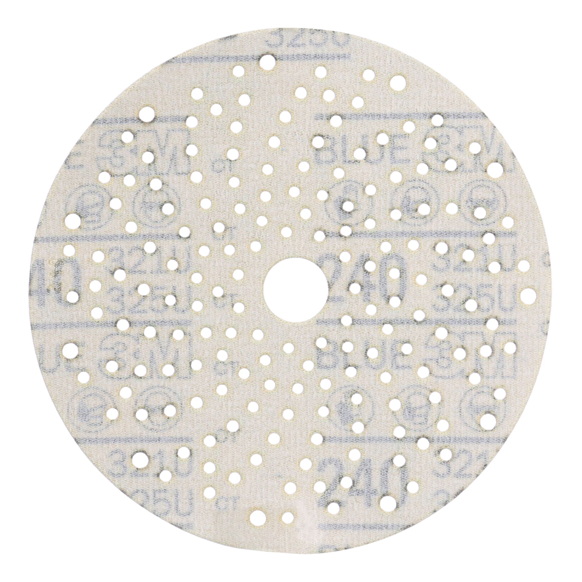 3M™ Hookit™ Disco abrasivo 325U, 150 mm, azul, Multiagujeros, P240, 51377