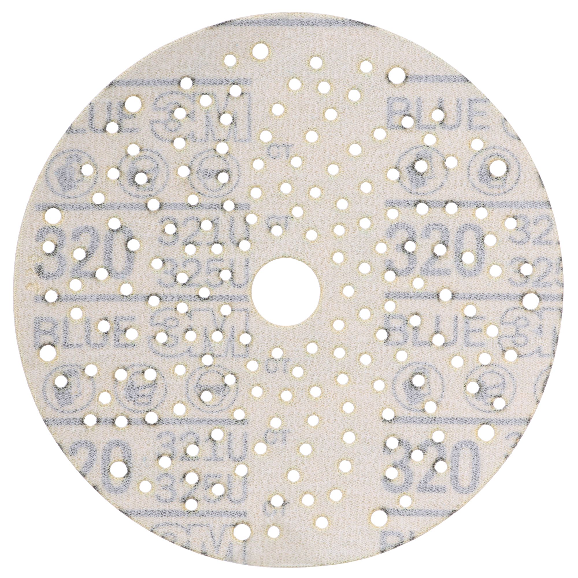 3M™ Hookit™ Disco abrasivo 325U, 150 mm, azul, Multiagujeros, P320, 51379