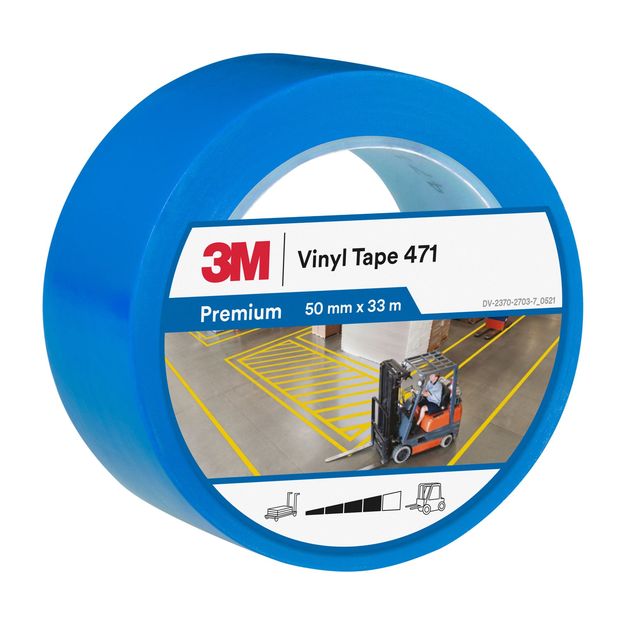 3M™ Cinta adhesiva de vinilo 471, Azul, 50 mm x 33 m, Envuelto individualmente Empaquetado convenientemente