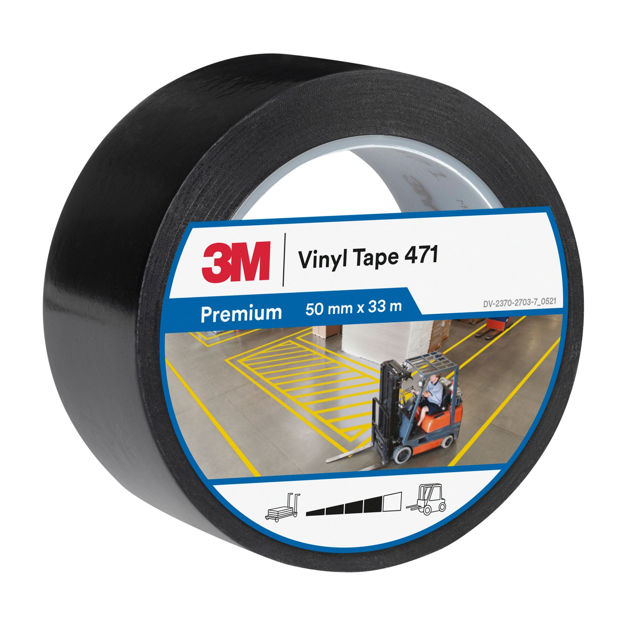 3M™ Cinta adhesiva de vinilo 471, Negro, 50 mm x 33 m, Envuelto individualmente Empaquetado convenientemente