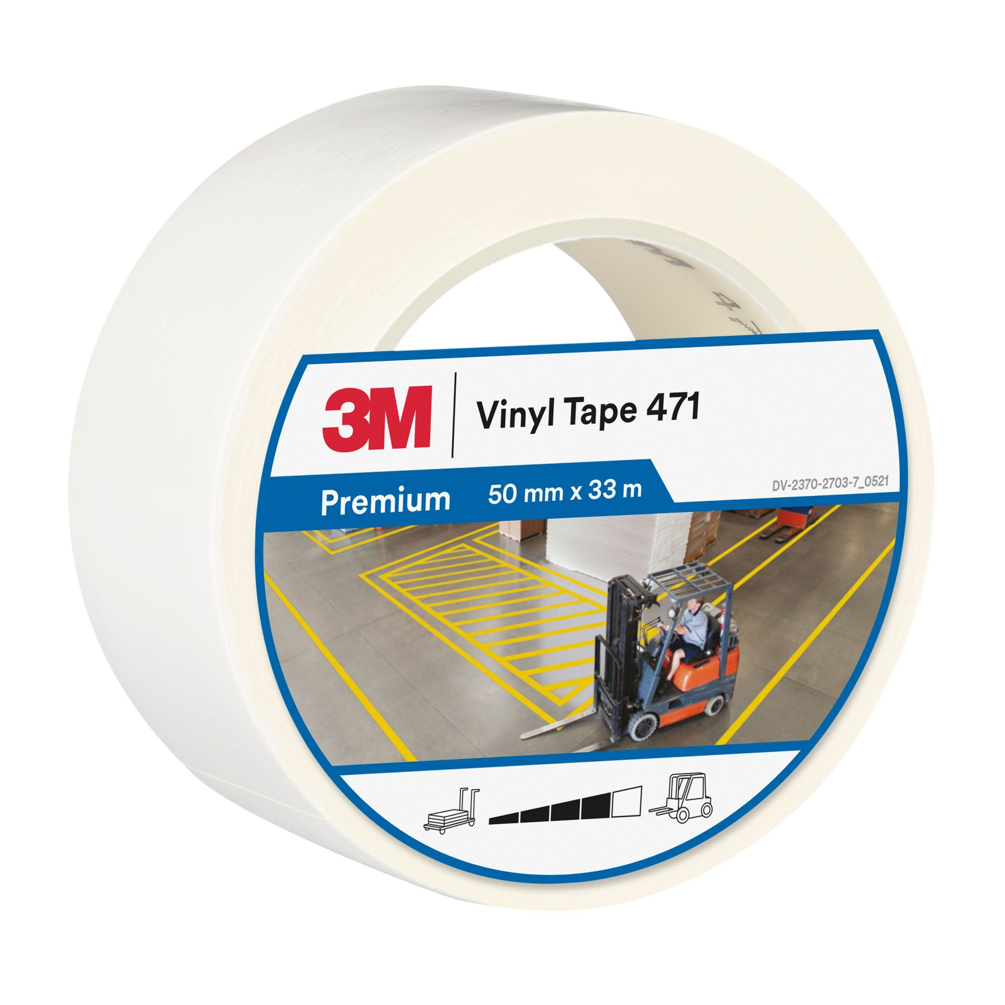 3M™ Cinta adhesiva de vinilo 471, Blanco, 50 mm x 33 m, Envuelto individualmente Empaquetado convenientemente