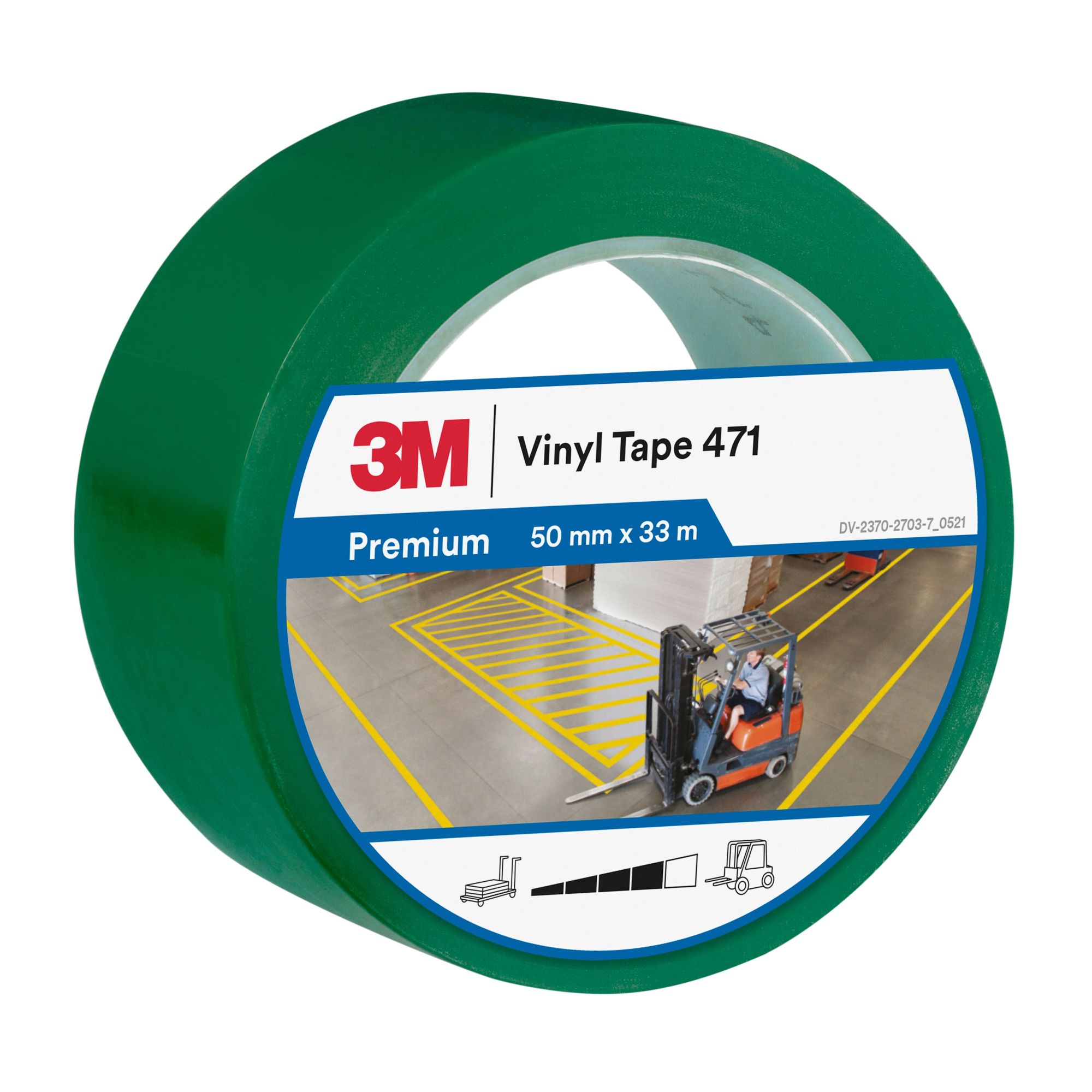 3M™ Cinta adhesiva de vinilo 471, Verde, 50 mm x 33 m, Envuelto individualmente Empaquetado convenientemente