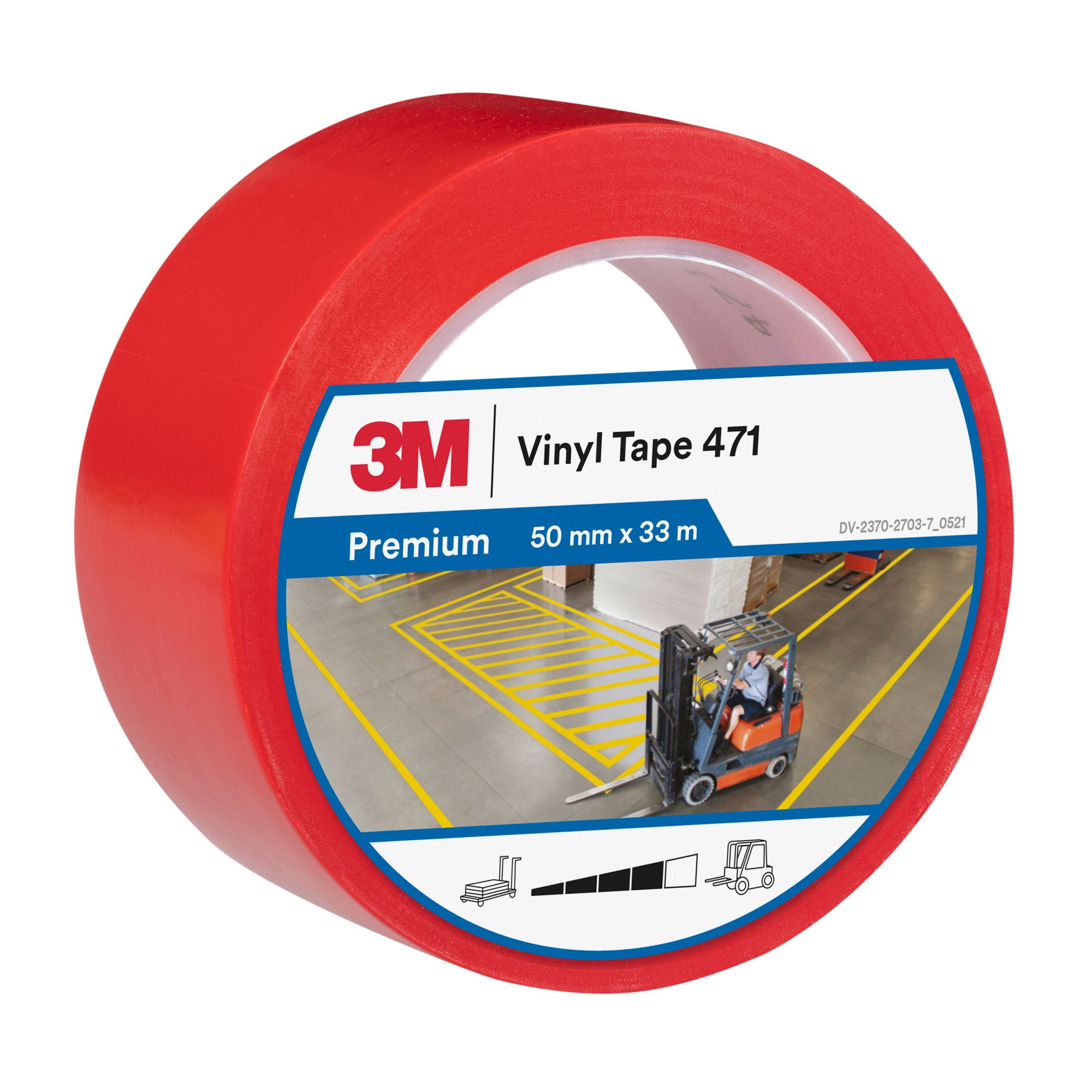 3M™ Cinta adhesiva de vinilo 471, Roja, 50 mm x 33 m, Envuelto individualmente Empaquetado convenientemente