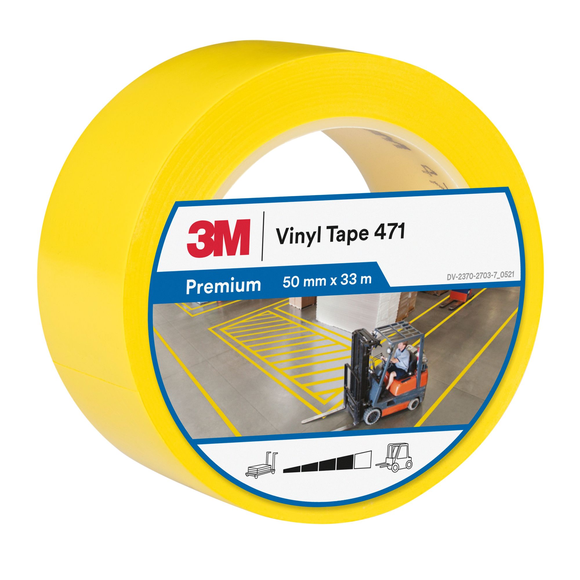3M™ Cinta adhesiva de vinilo 471, Amarillo, 50 mm x 33 m, Envuelto individualmente Empaquetado convenientemente