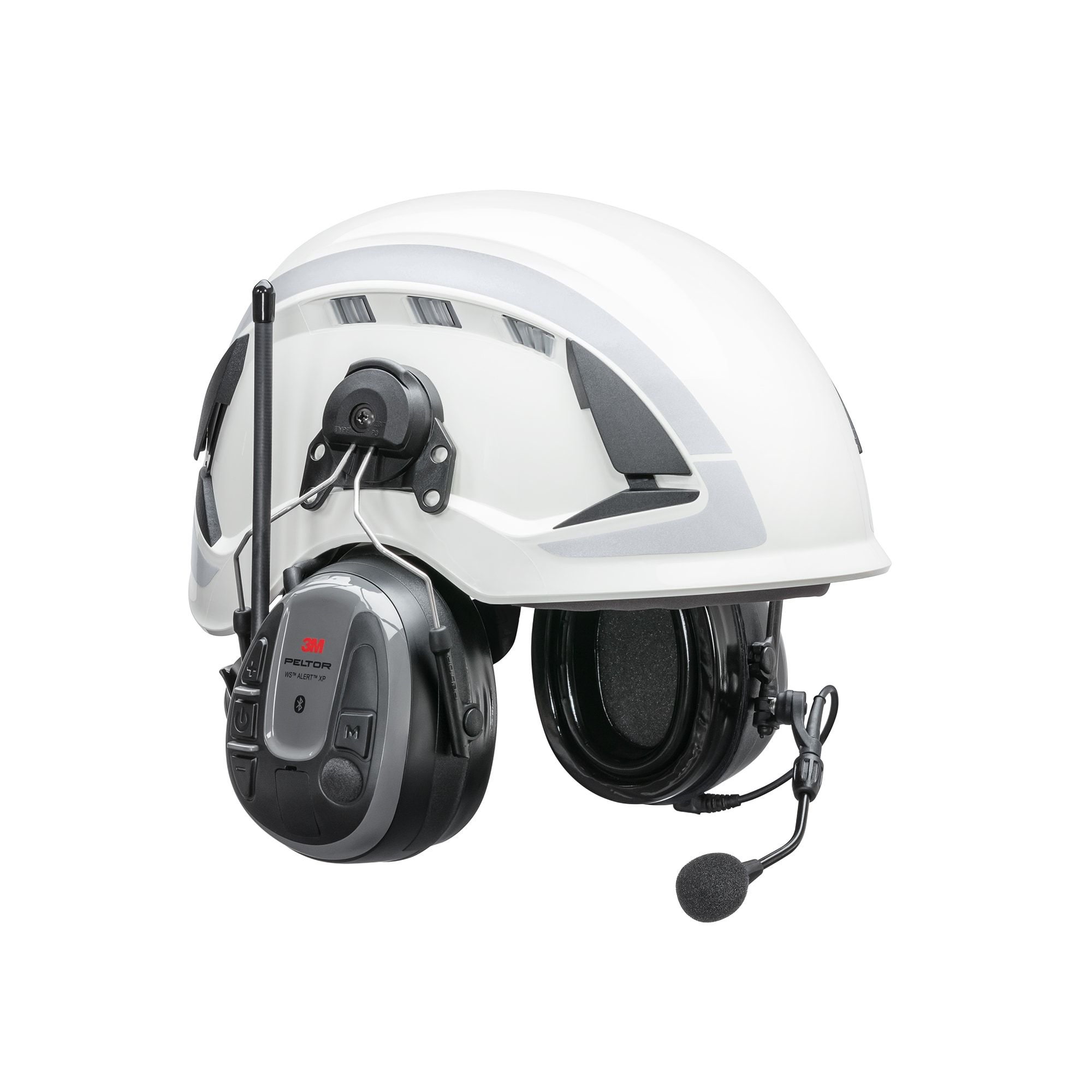 3M™ PELTOR™ WS™ ALERT™ XP Orejeras, Bluetooth®, radio FM, gris, acopladas al casco MRX21P3E5WS6