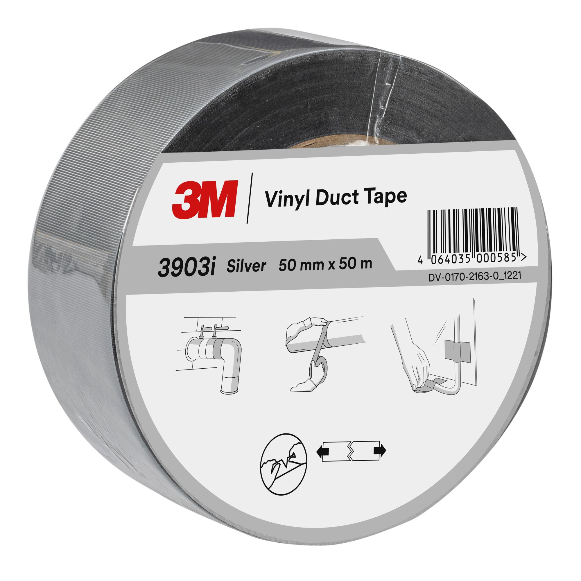 3M™ Cinta adhesiva de vinilo 3903i, Plata, 50 mm x 50 m